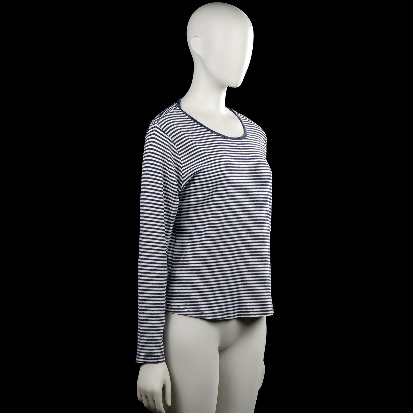 Long-sleeve top - White & Navy - Size L