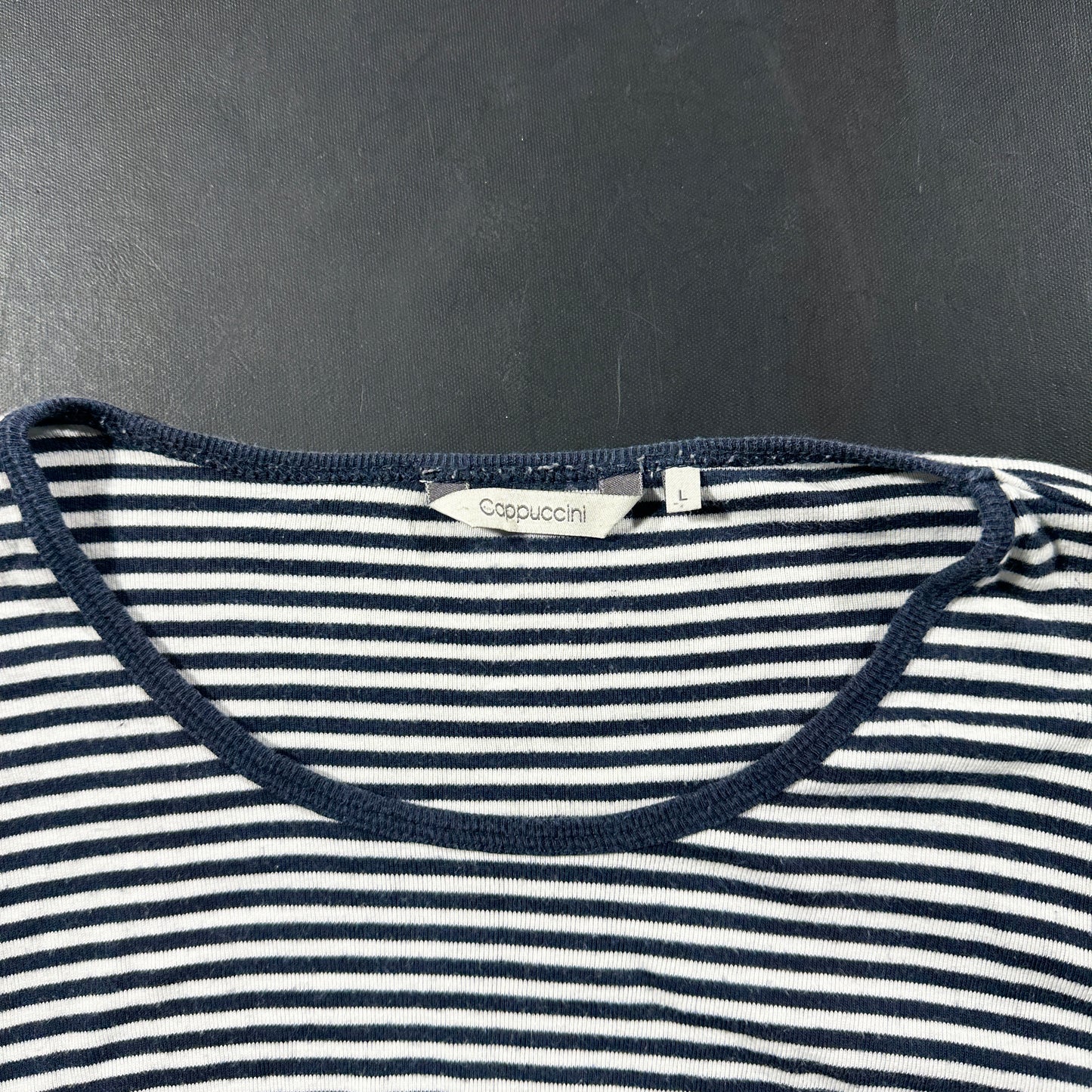 Long-sleeve top - White & Navy - Size L