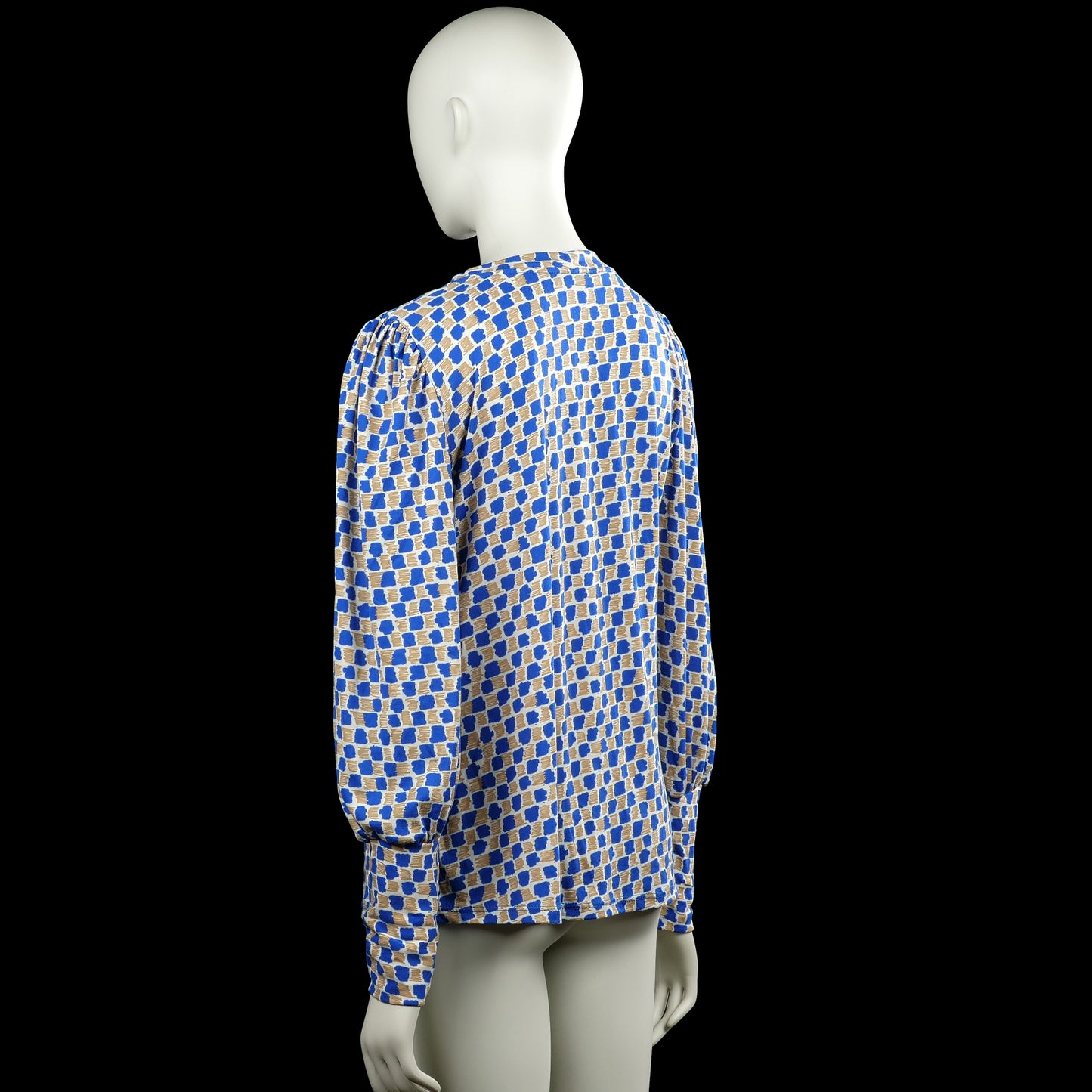 Long-sleeve top - Royal Blue & Beige - Size L, XL