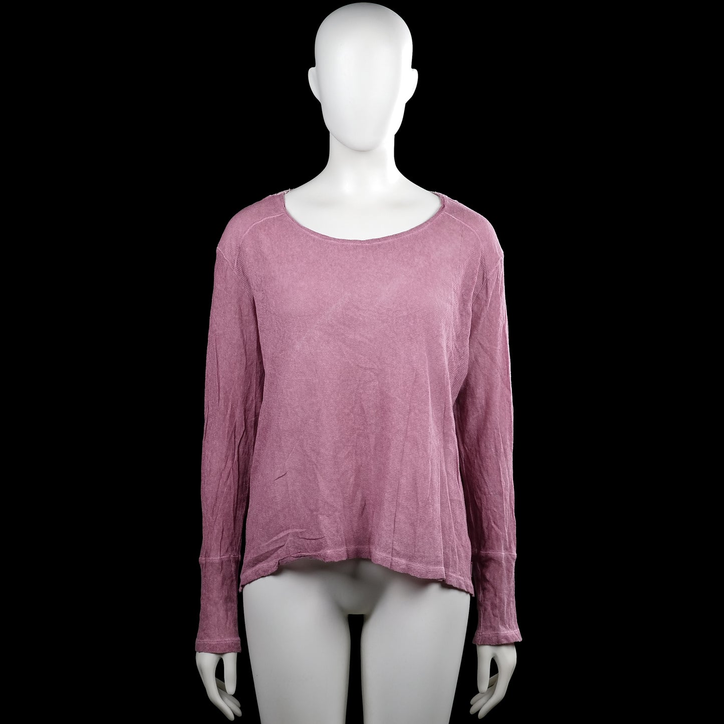 Didi - Long-sleeve top - Purple - Size XL - Purple solid long-sleeve top with a scoop neckline and straight hem. Features a lace panel across the upper back and plain cuffs.