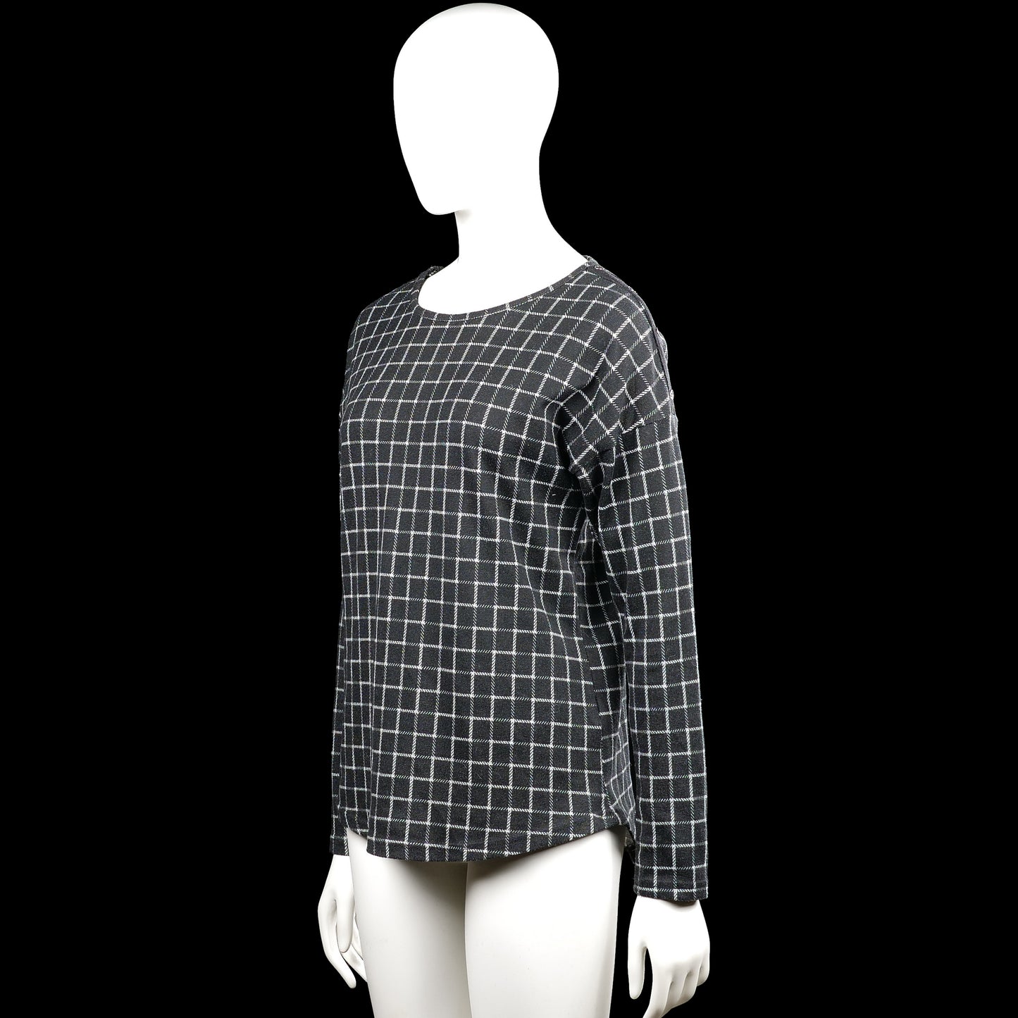 Long-sleeve top - Charcoal & White - Size S
