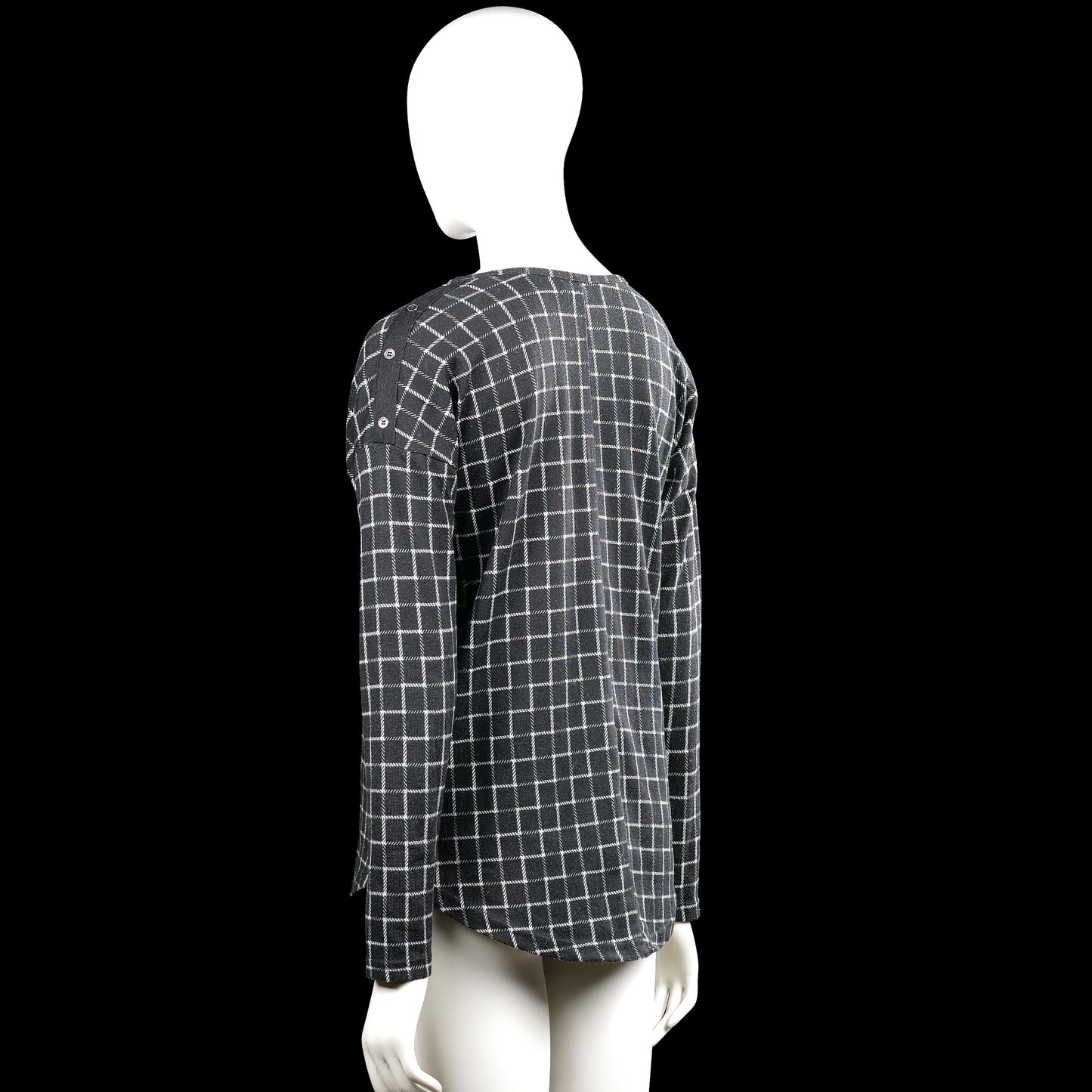 Long-sleeve top - Charcoal & White - Size S