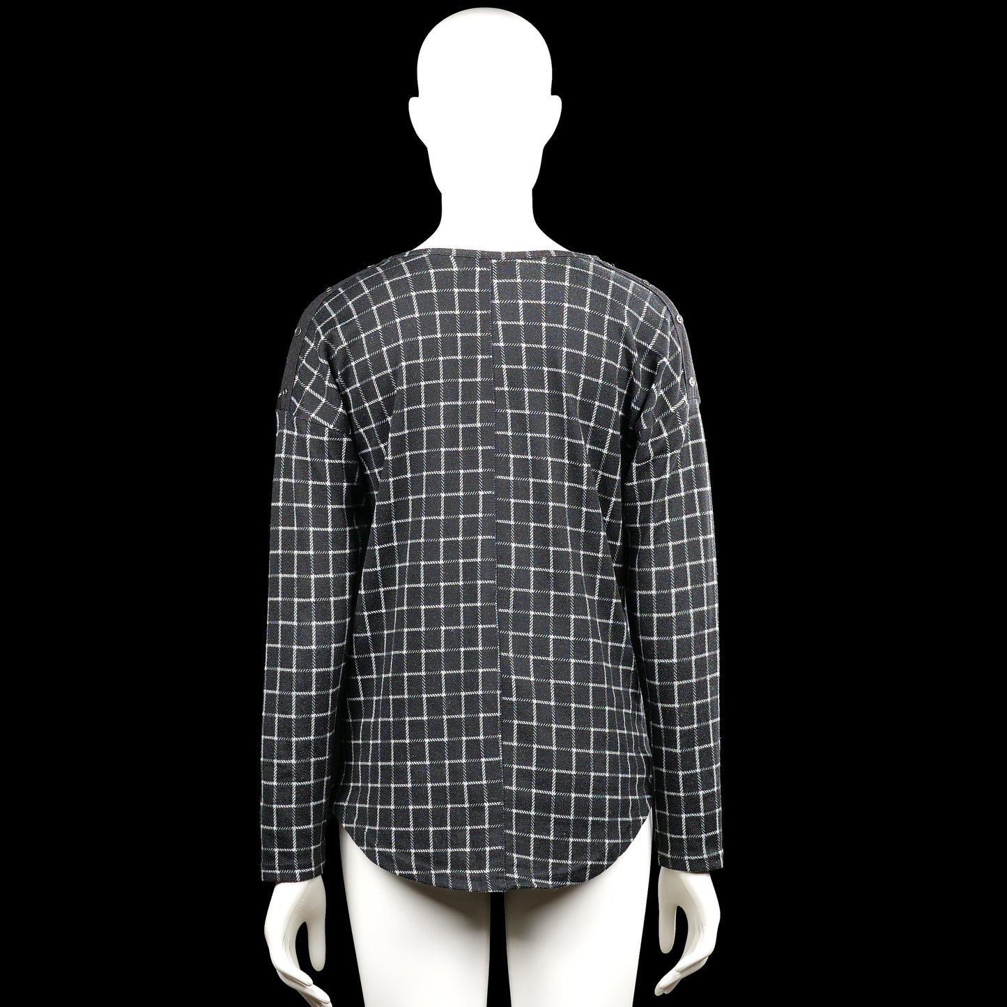 Long-sleeve top - Charcoal & White - Size S