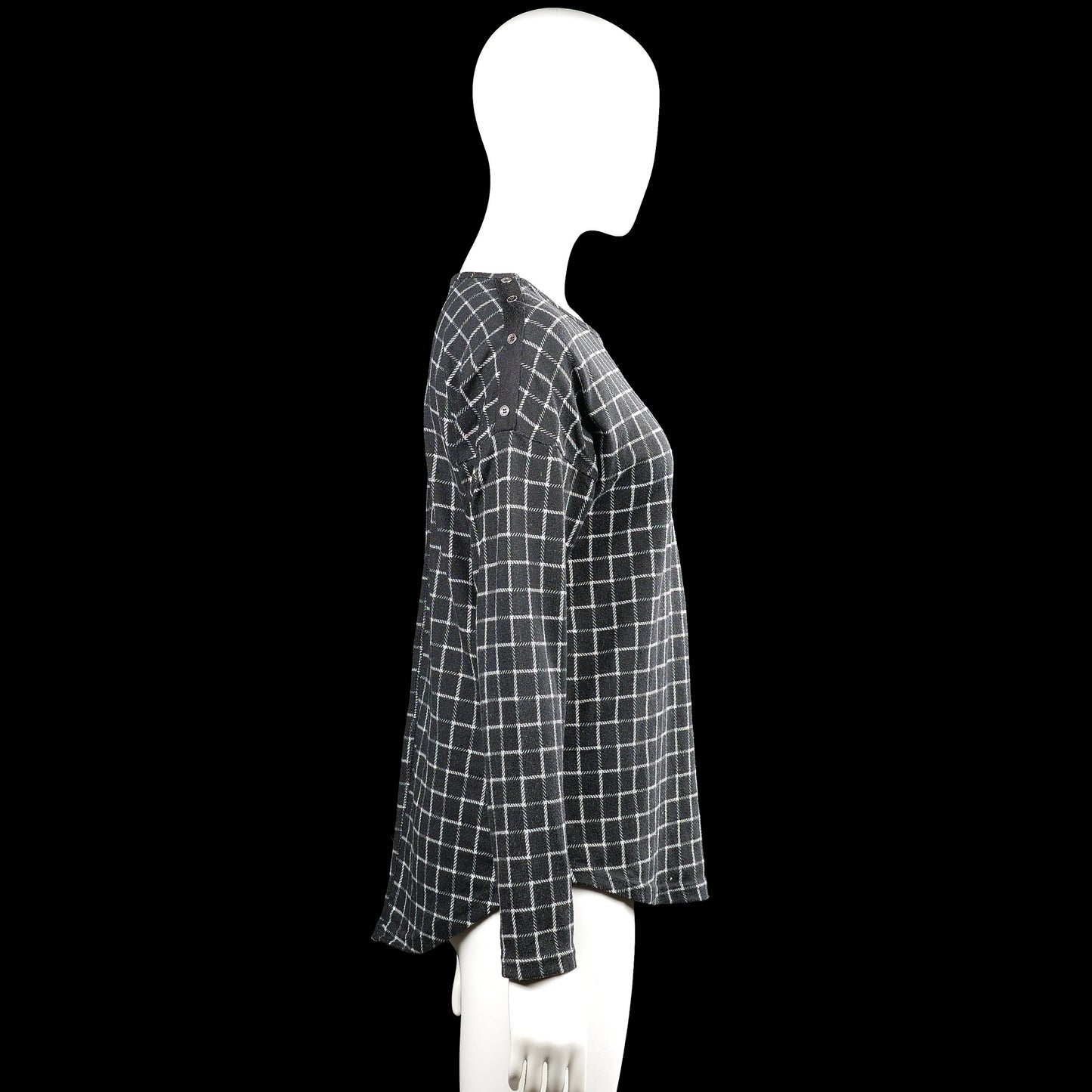 Long-sleeve top - Charcoal & White - Size S