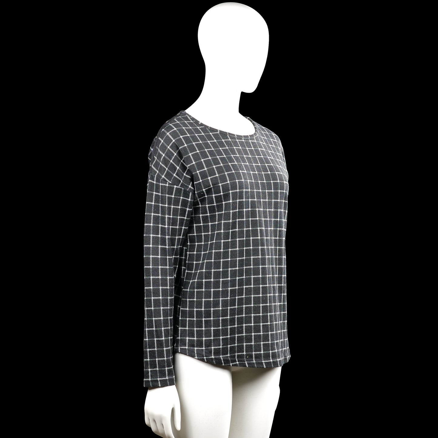 Long-sleeve top - Charcoal & White - Size S