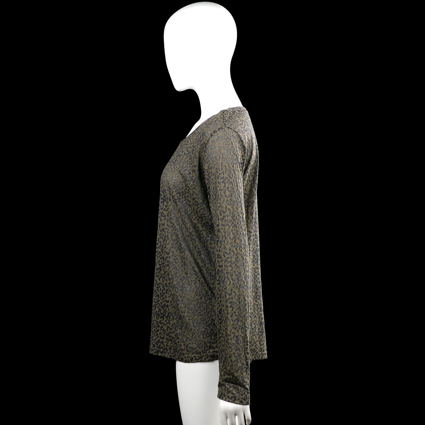 Long-sleeve top - Olive & Dark Gray - Size L