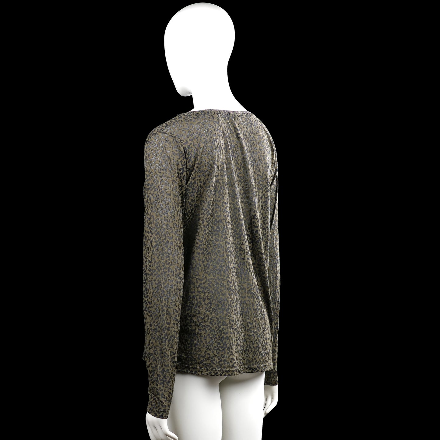 Long-sleeve top - Olive & Dark Gray - Size L