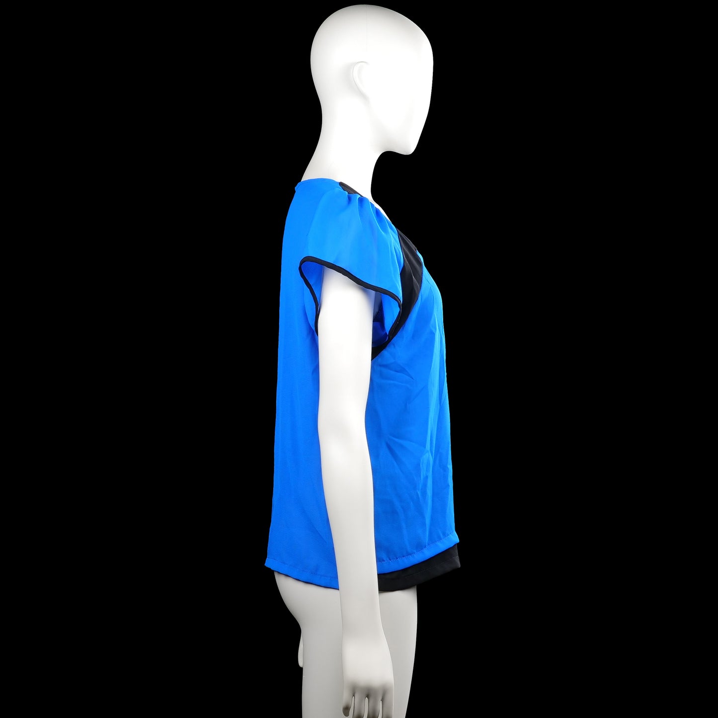 Blouse - Royal Blue & Black - Size L