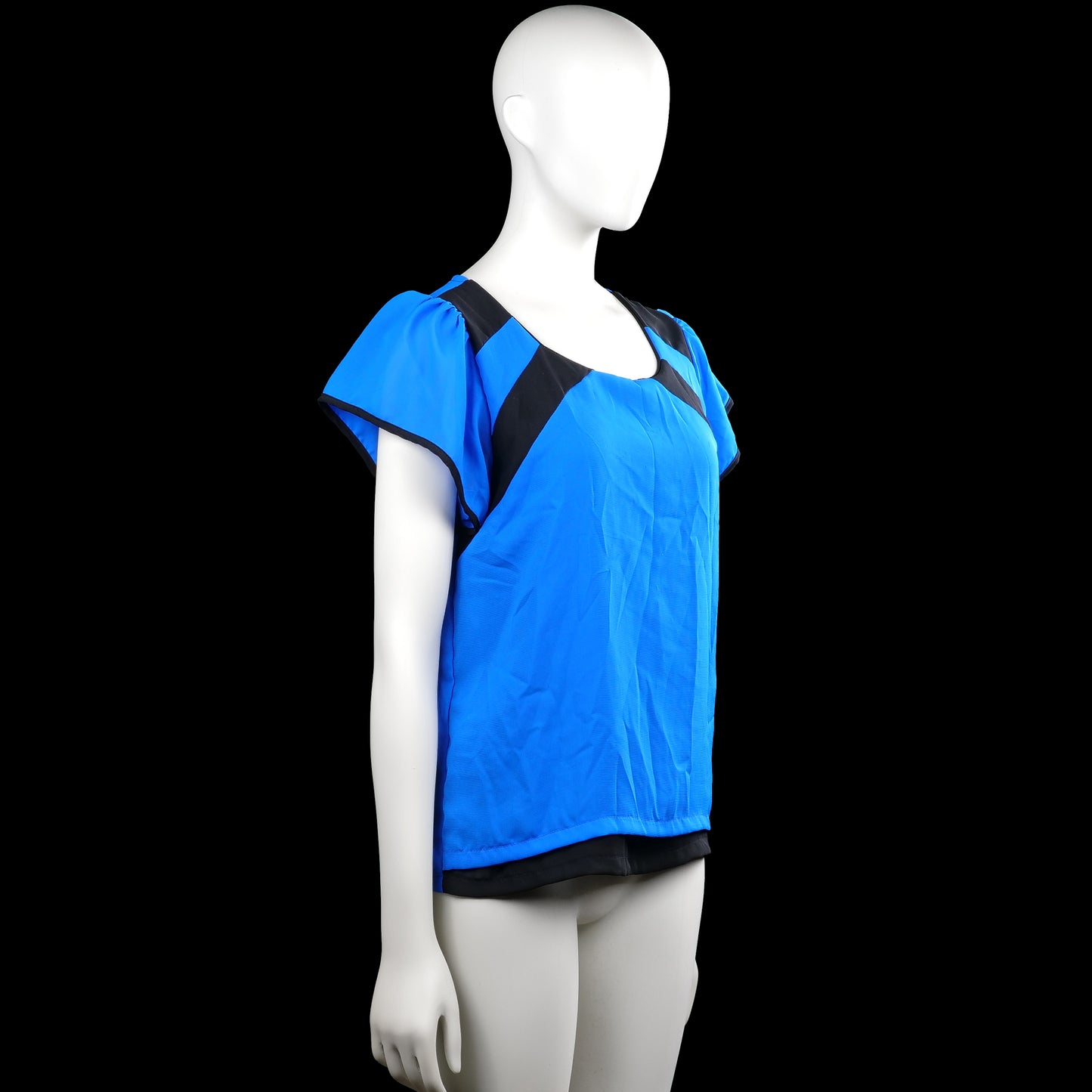 Blouse - Royal Blue & Black - Size L