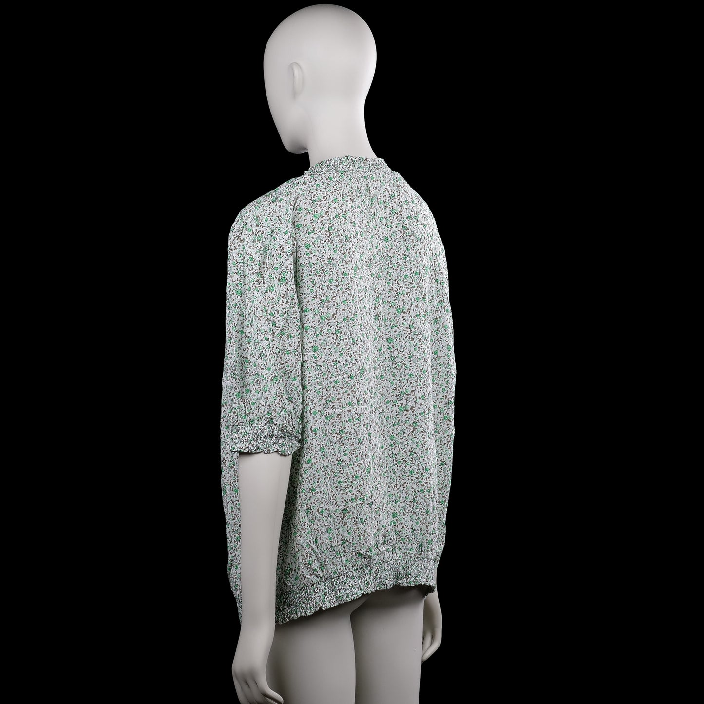 Blouse - White & Forest Green - Size XXL