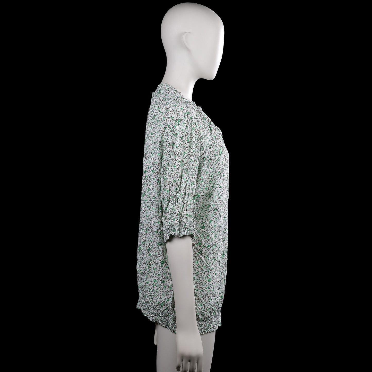 Blouse - White & Forest Green - Size XXL