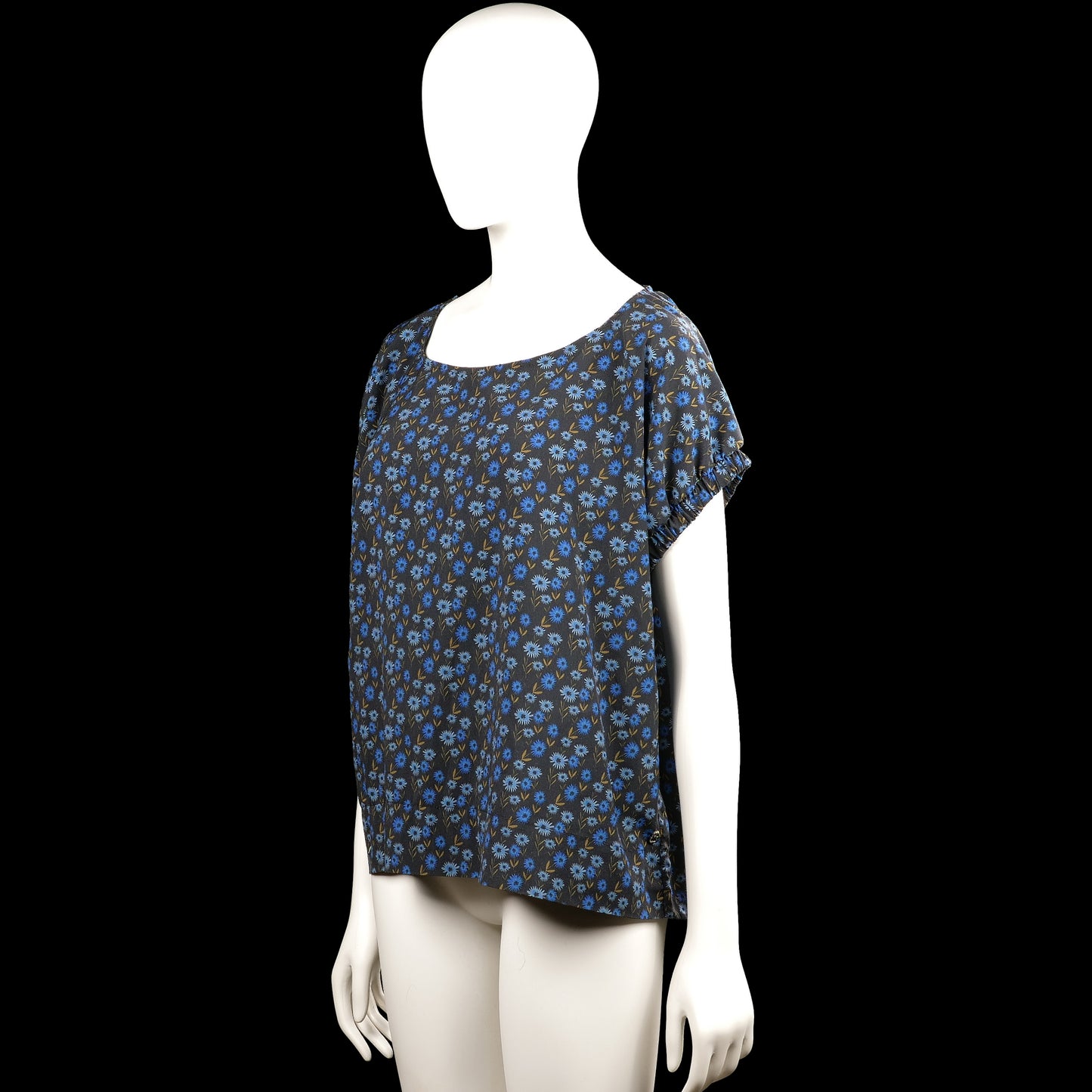 Blouse - Black & Royal Blue - Size 38