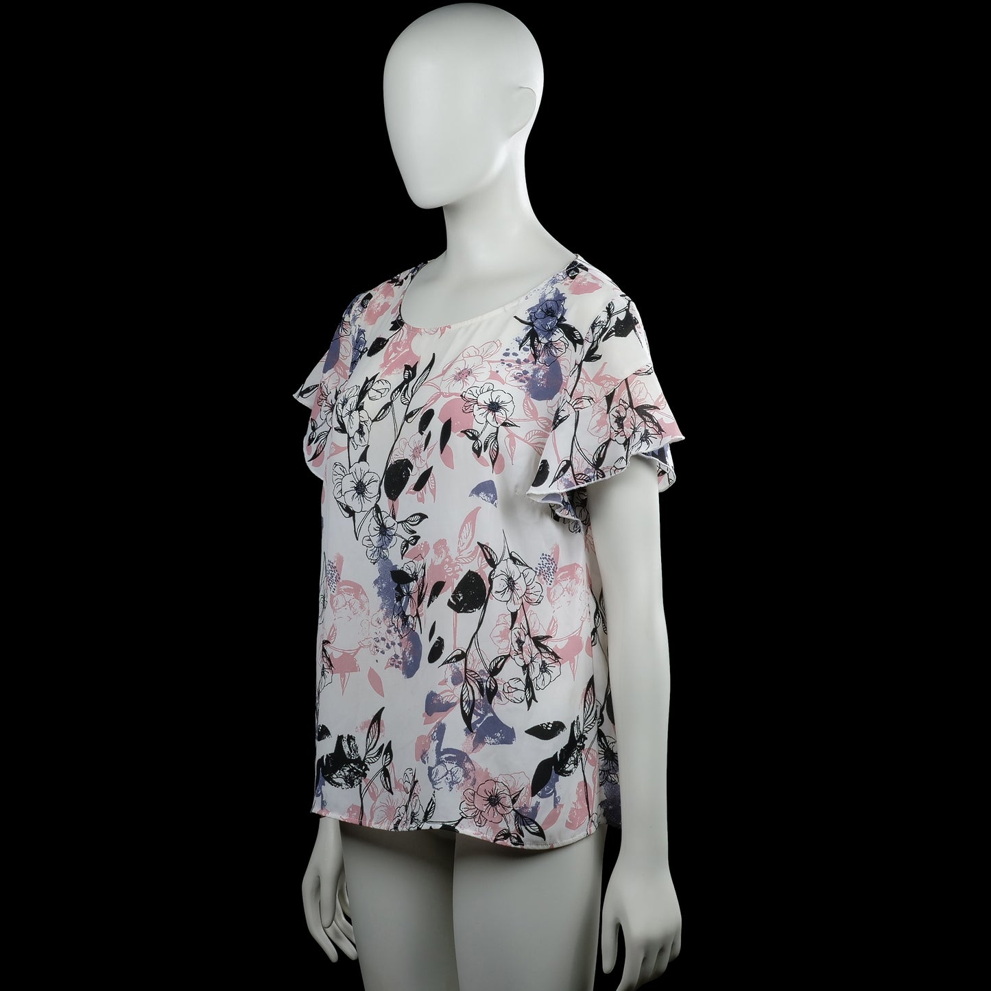 Blouse - White & Pink - Size L