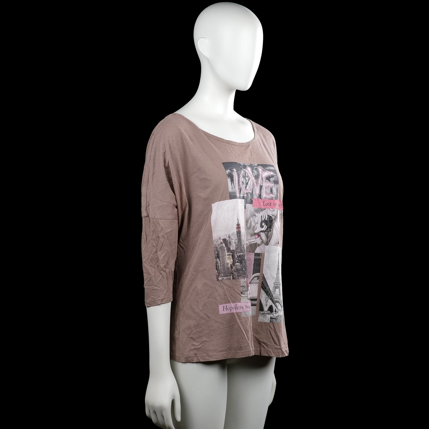 Long-sleeve top - Taupe - Size L