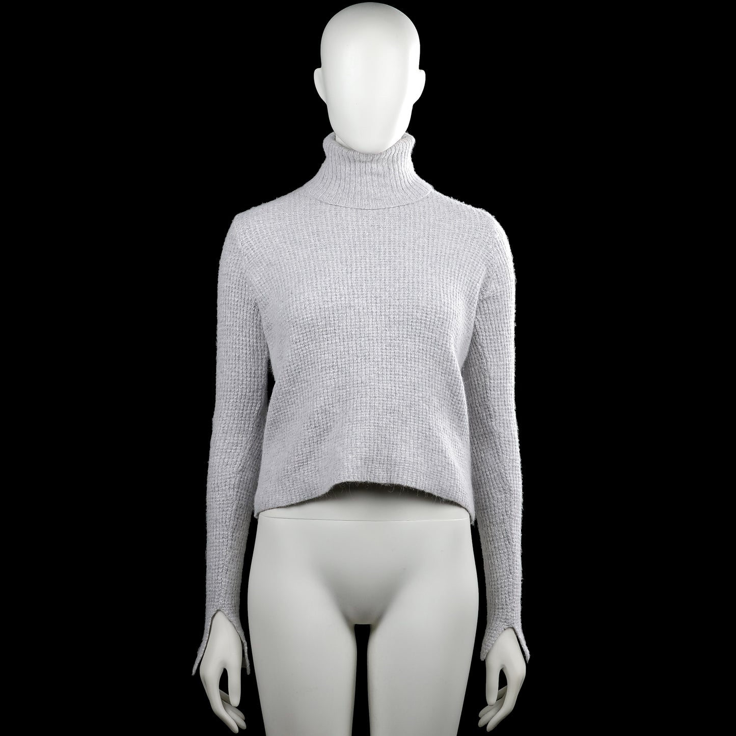 Zara knit - Turtleneck - Light Gray - Size S - Light gray solid top with a turtleneck and long sleeves. Curved hem and flared cuffs.