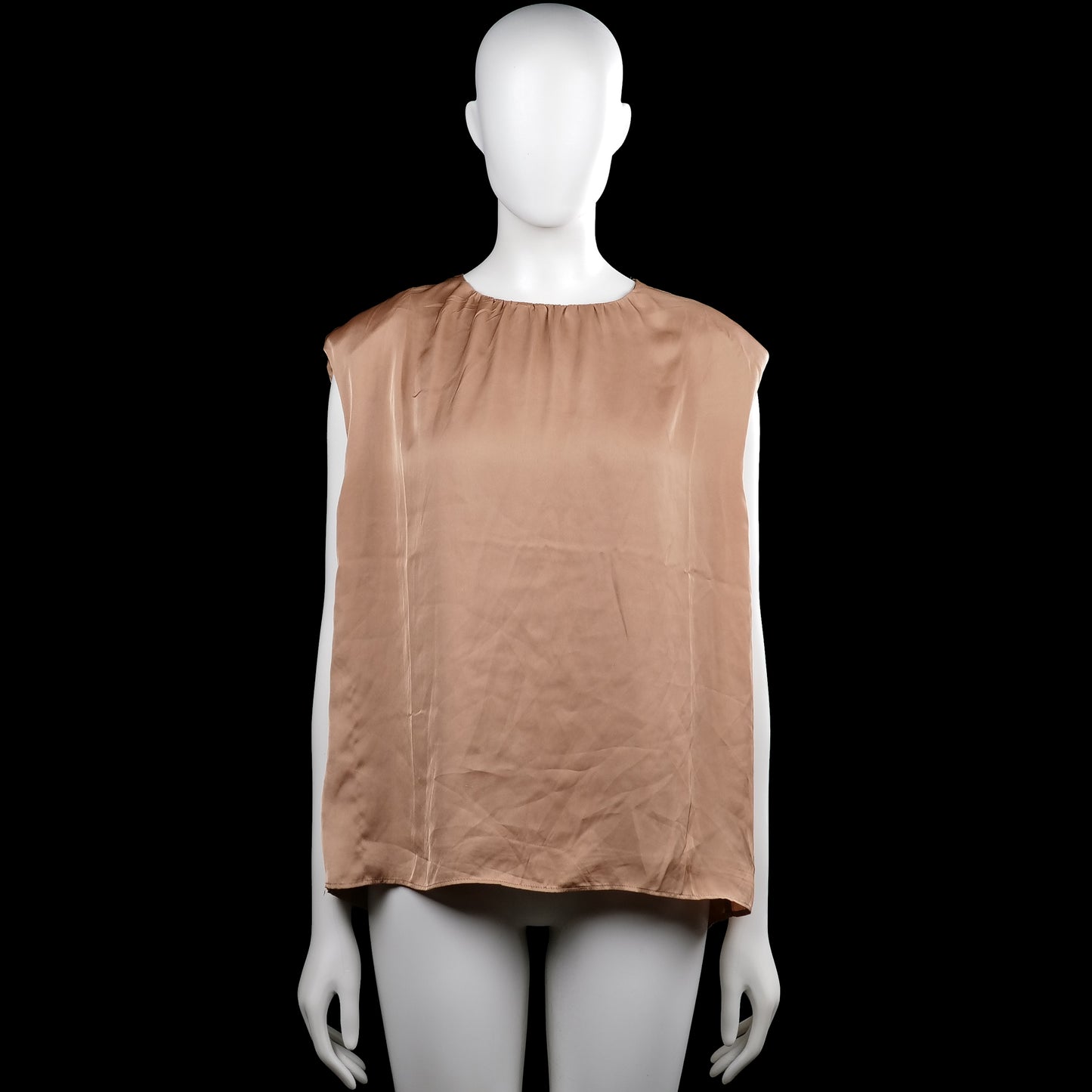 H&M - Tank top - Camel - Size L - Camel solid sleeveless top with a round neckline and extended shoulder coverage. Features a curved hem and a center back zipper.