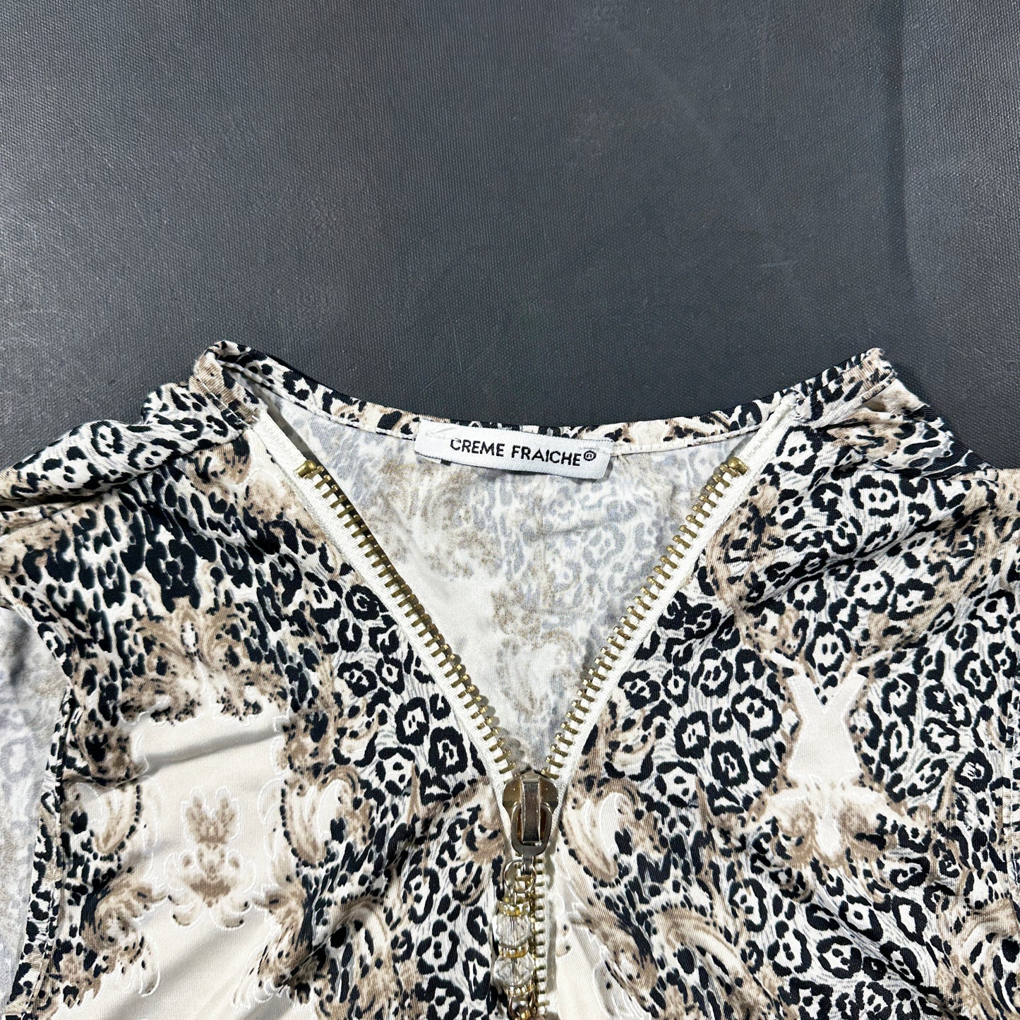 Blouse - White & Brown - Size M