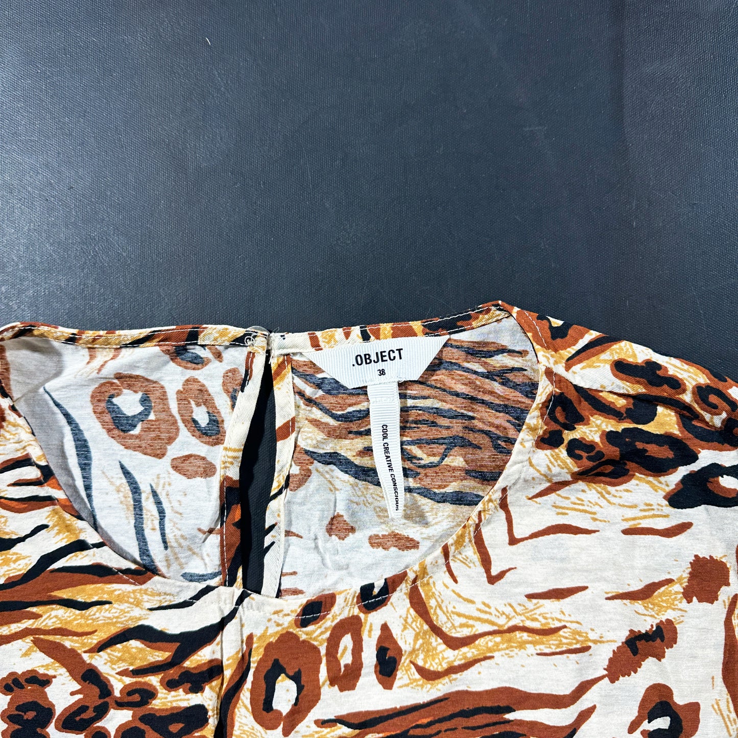 Blouse - Ivory & Brown - Size 36