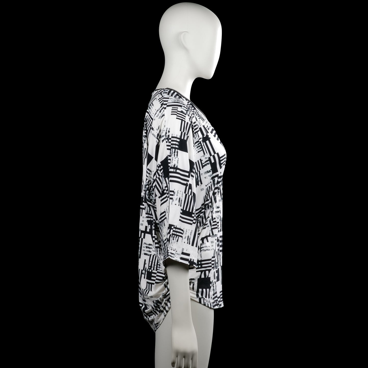 Long-sleeve top - White & Black - Size M