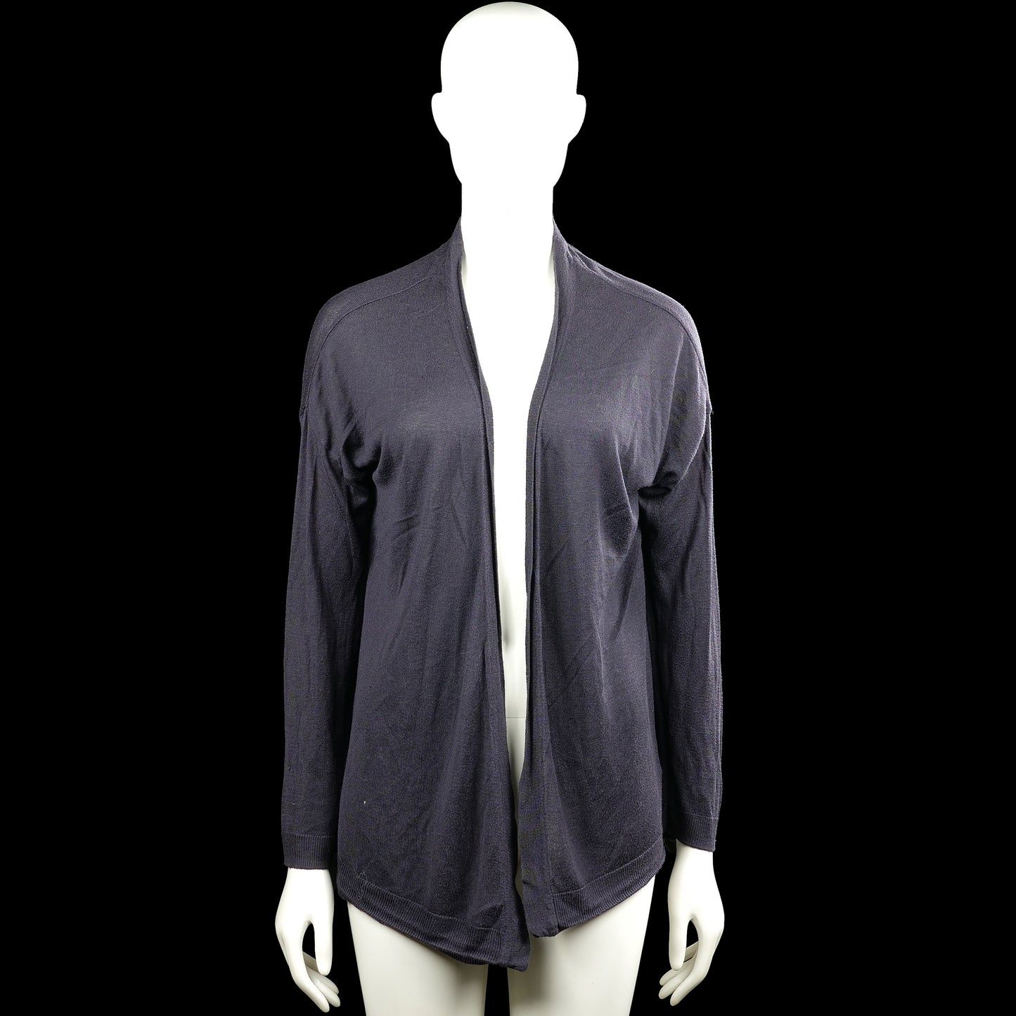 H&M - Cardigan - Navy - Size L - Navy solid open-front cardigan with a V-neckline and long sleeves. Ribbed cuffs and straight hem.