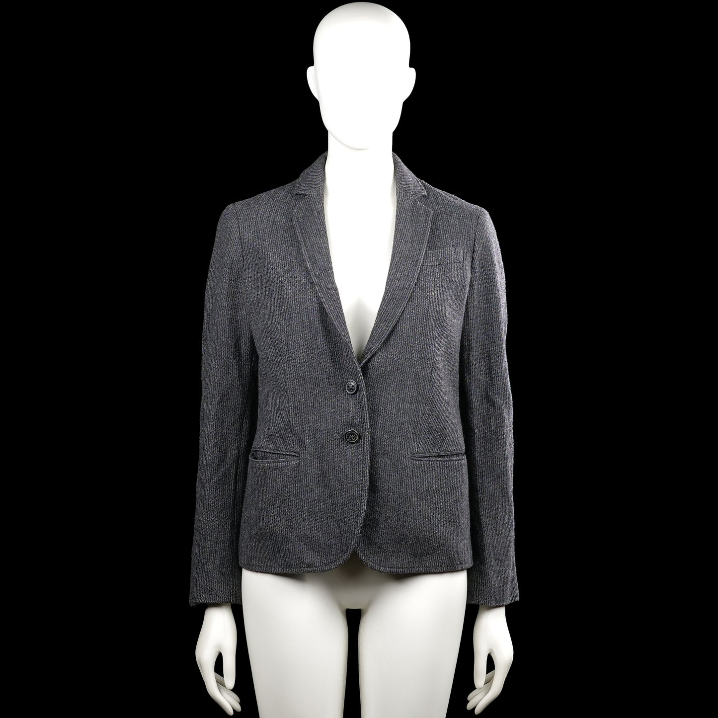 Massimo dutti - Blazer - Gray - Size S - Gray solid blazer with a V-neck lapel collar and long sleeves with button cuffs. Features a front button closure, flap pockets, and a straight hem.