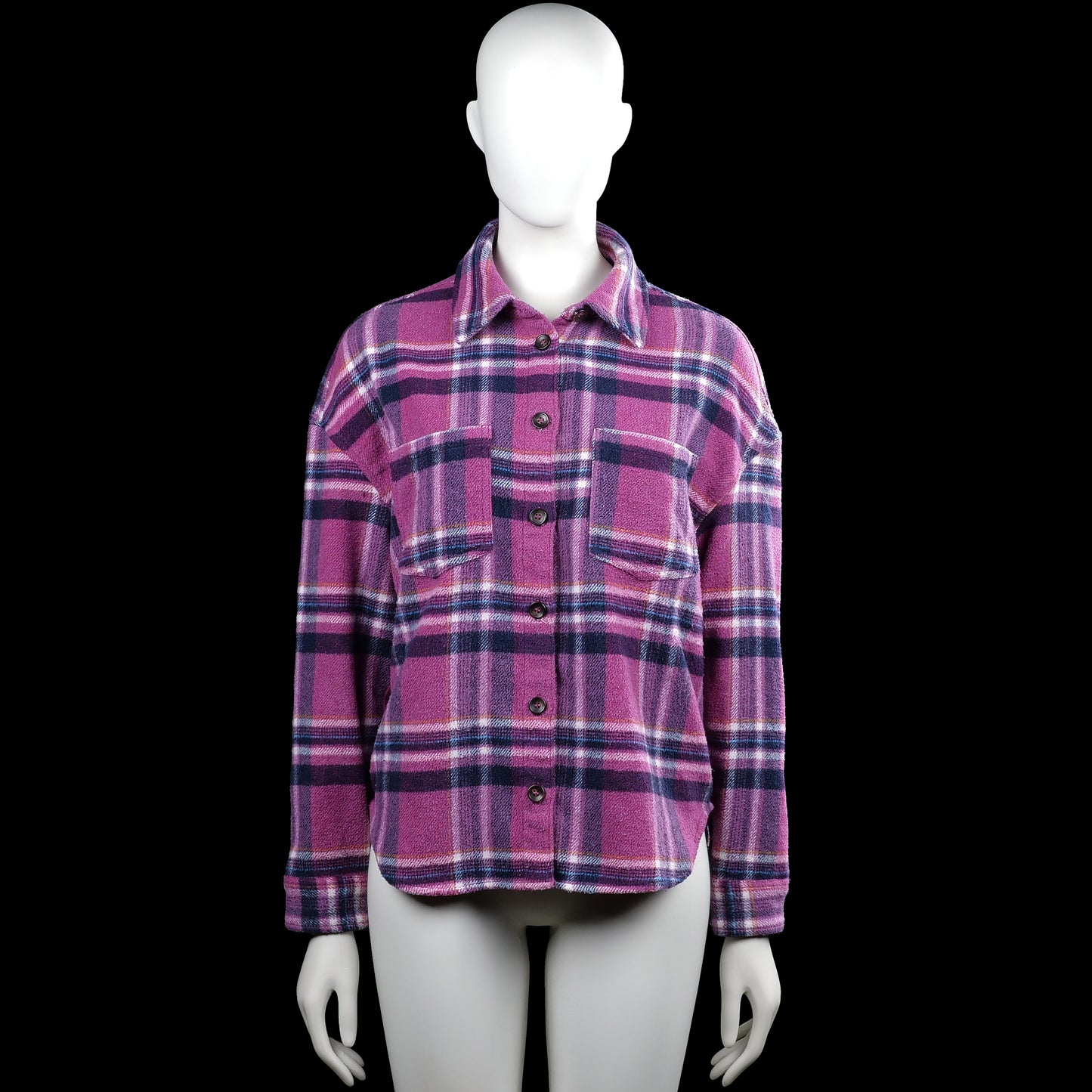 Clockhouse - Shirt - Purple & Black - Size 34 - Purple and black checked button-up shirt with a classic collar and long sleeves. Features button cuffs and a straight hem.
