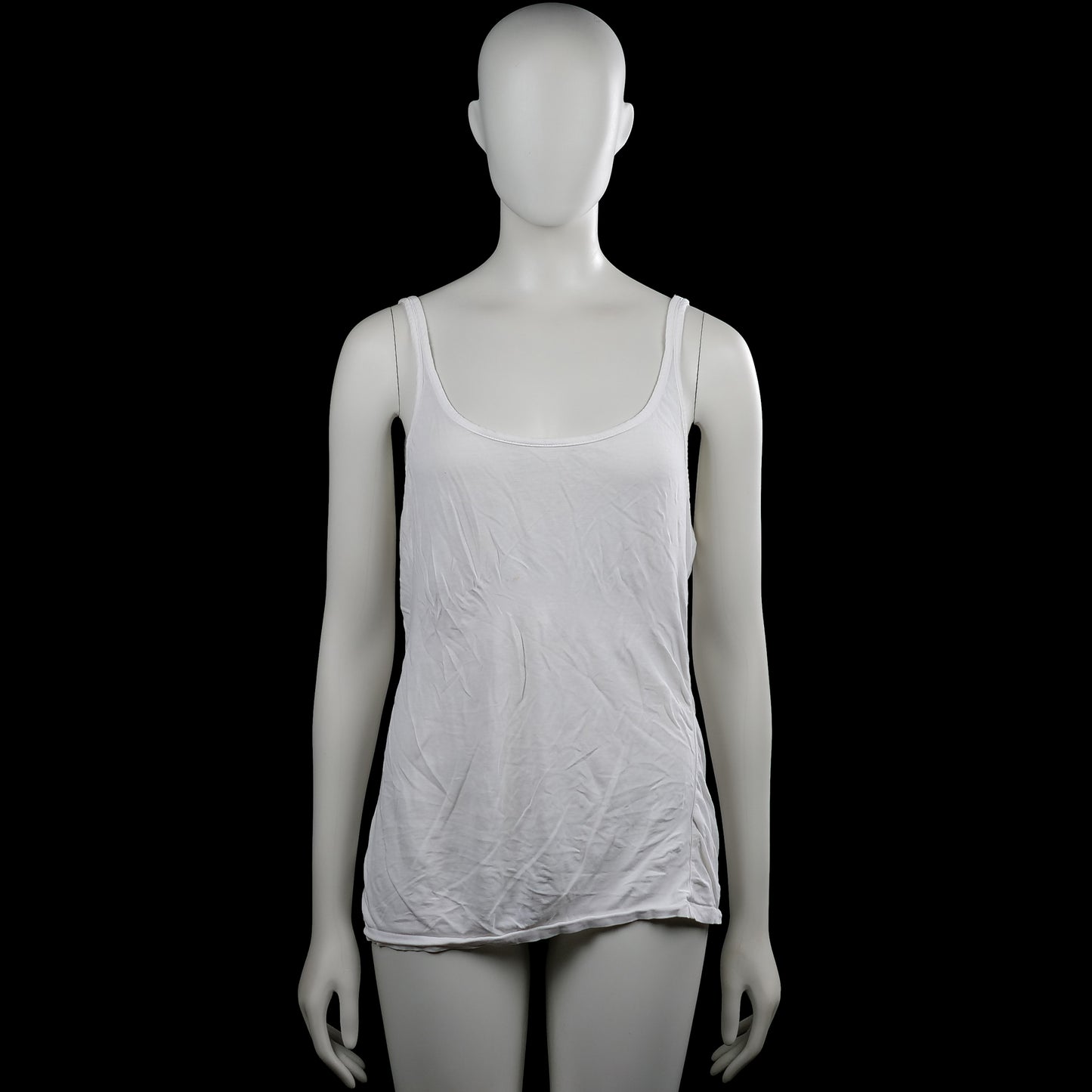 Lindex - Tank top - White - Size S - White solid sleeveless top with shoulder straps and a scoop neckline. Straight hem with plain edges and no visible closures.