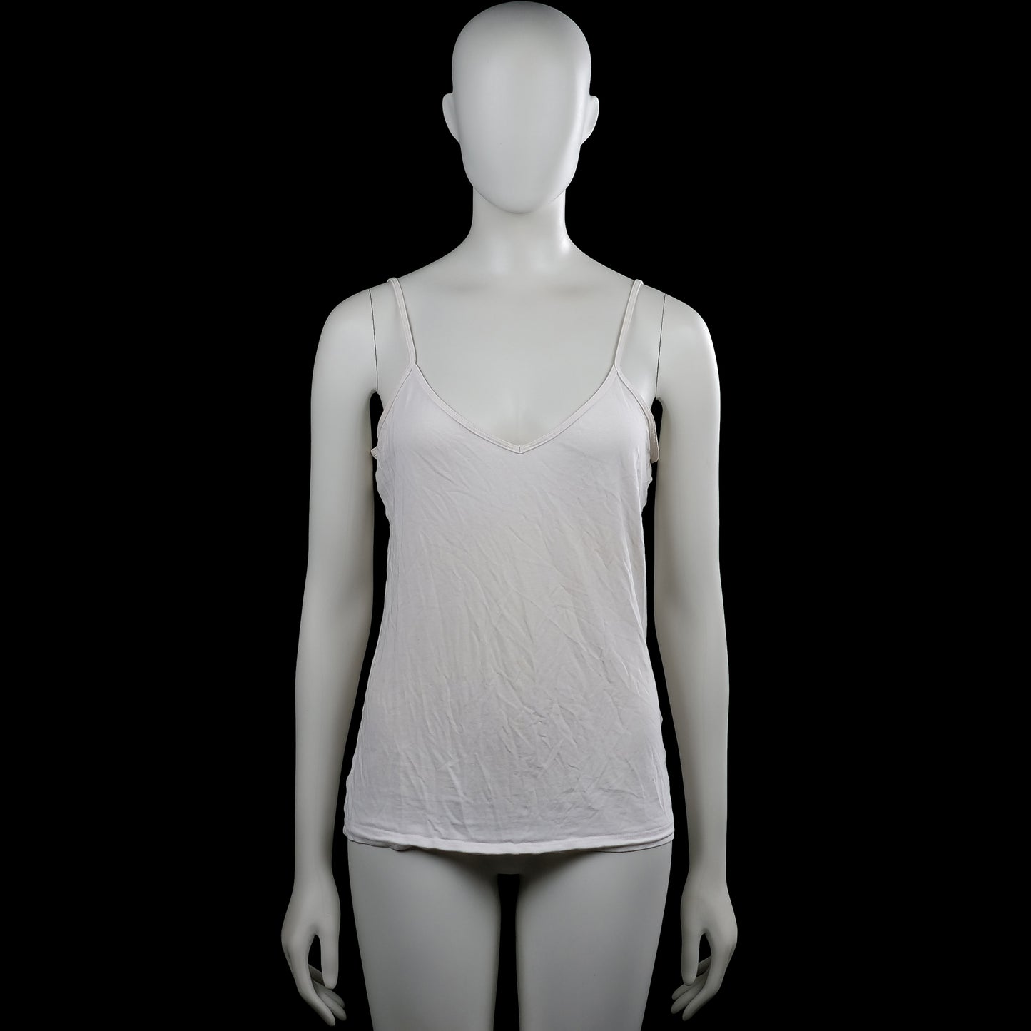 H&m basic - Tank top - White - Size M - White solid camisole with thin shoulder straps and a V-neckline. Straight hem with no visible closures or pockets.