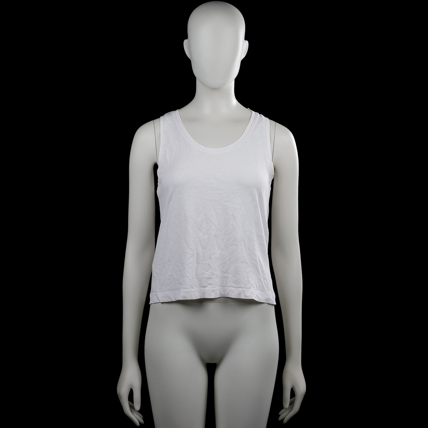 Mng - Tank top - White - Size S - White solid sleeveless top with a scoop neckline. Straight hem with plain arm openings.