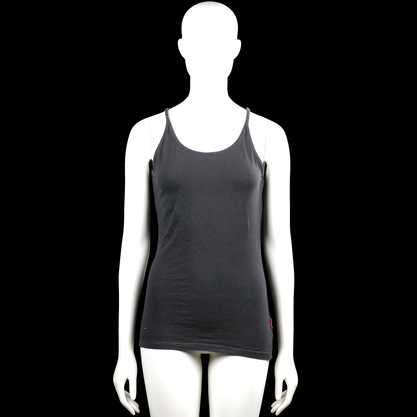 Newbody - Tank top - Black - Size L - Black solid sleeveless top with thin shoulder straps and a scoop neckline. Straight hem with no visible closures or pockets.