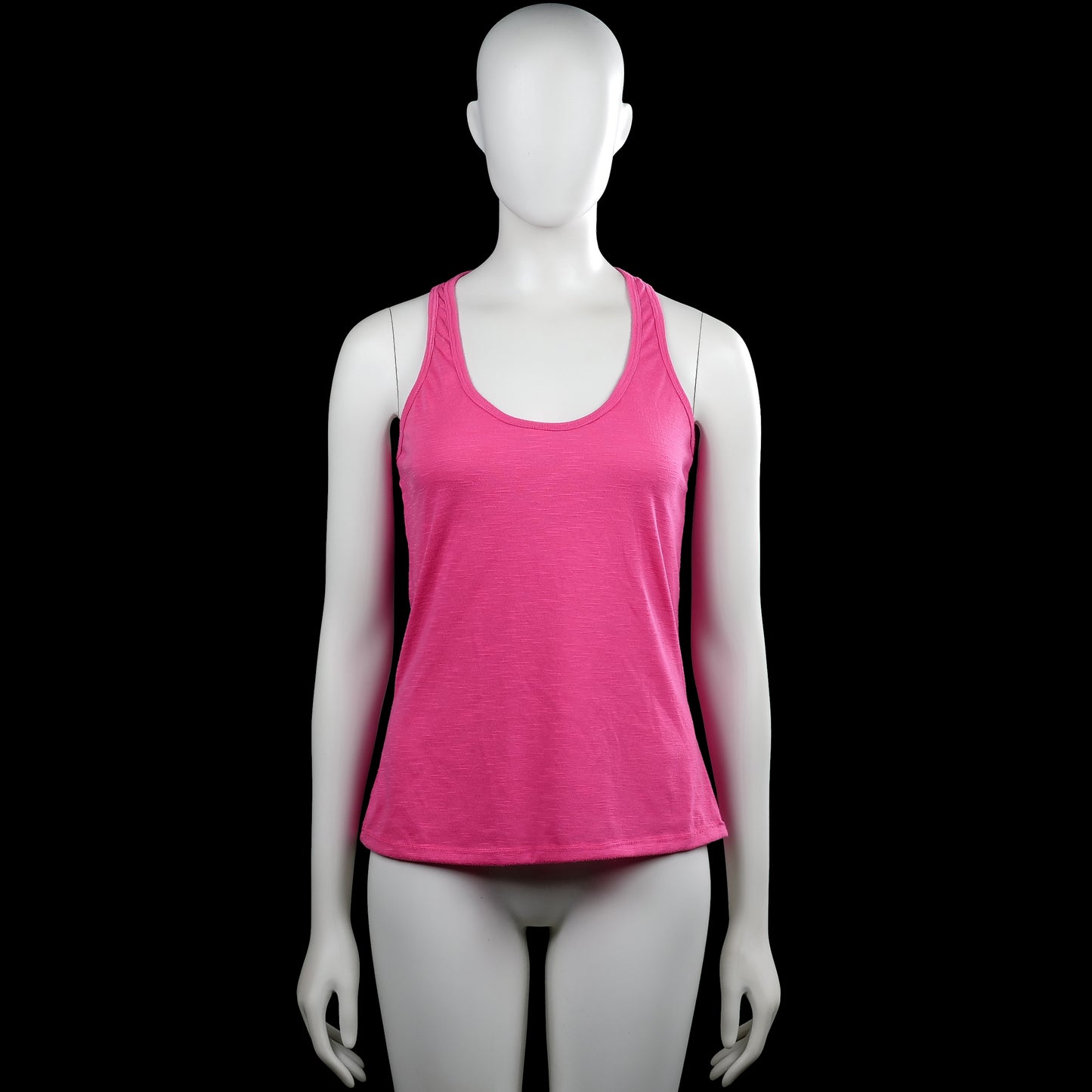 Monstanita - Tank top - Pink - Size M - Pink solid sleeveless tank top with a scoop neckline and racerback. Straight hem with a small printed graphic near the lower back.