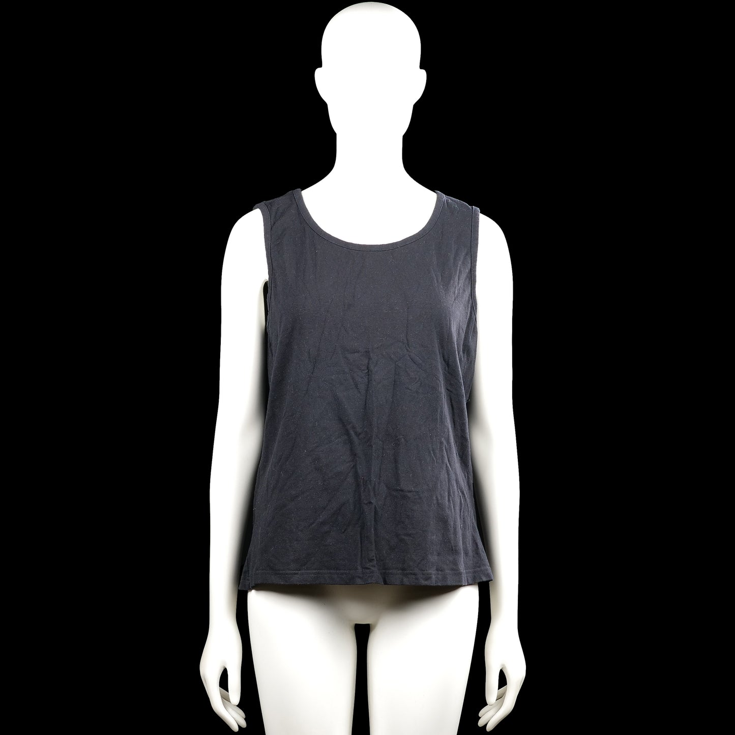 Amalia - Tank top - Charcoal - Size L - Charcoal solid sleeveless top with a scoop neckline. Straight hem with plain arm openings.