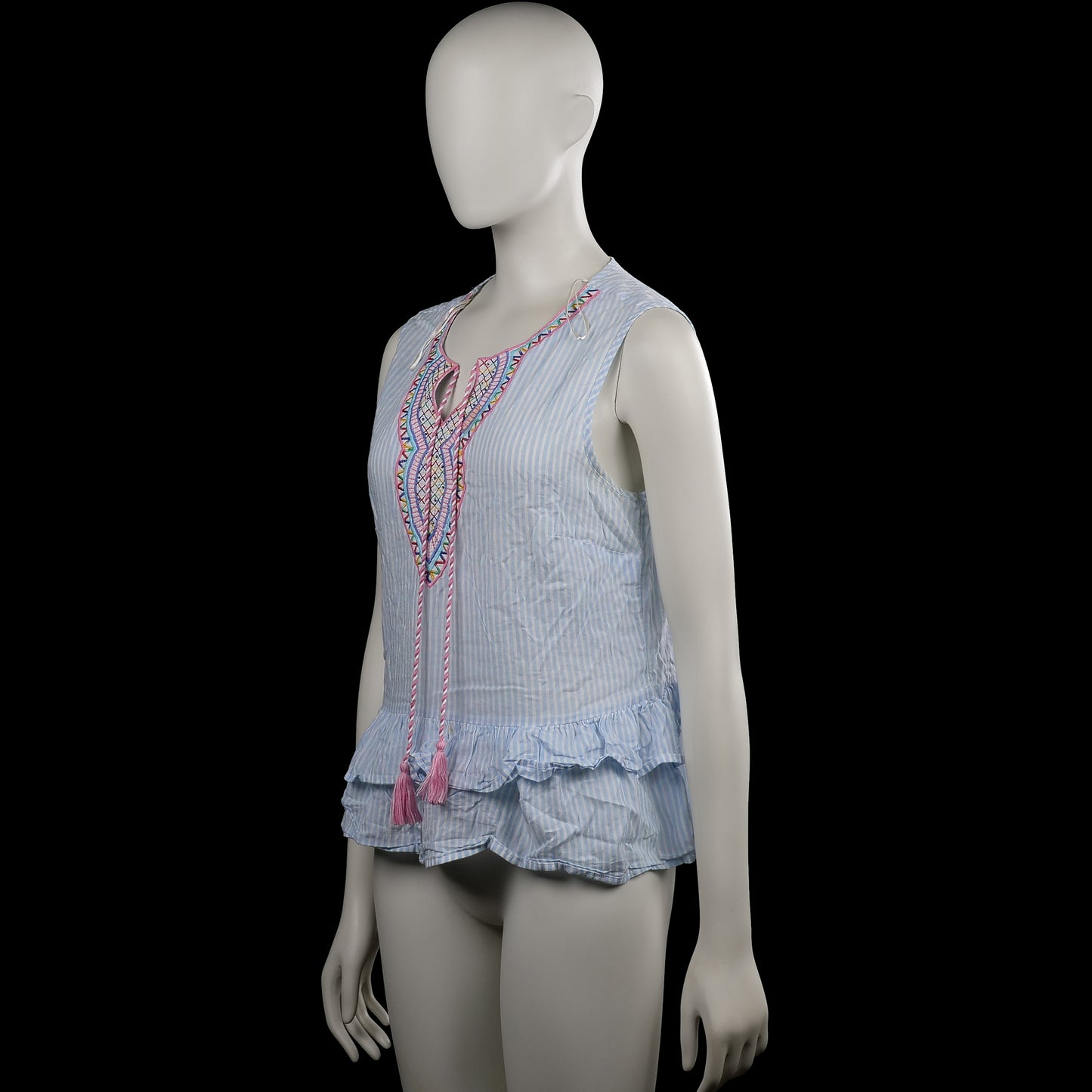 Blouse - Light Blue & White - Size S