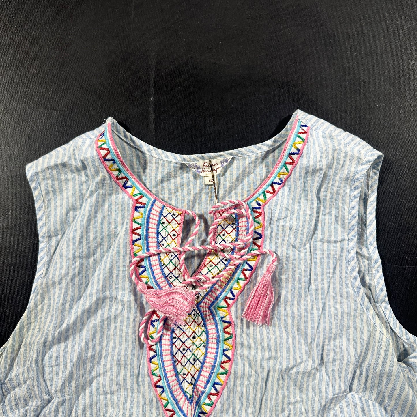 Blouse - Light Blue & White - Size S
