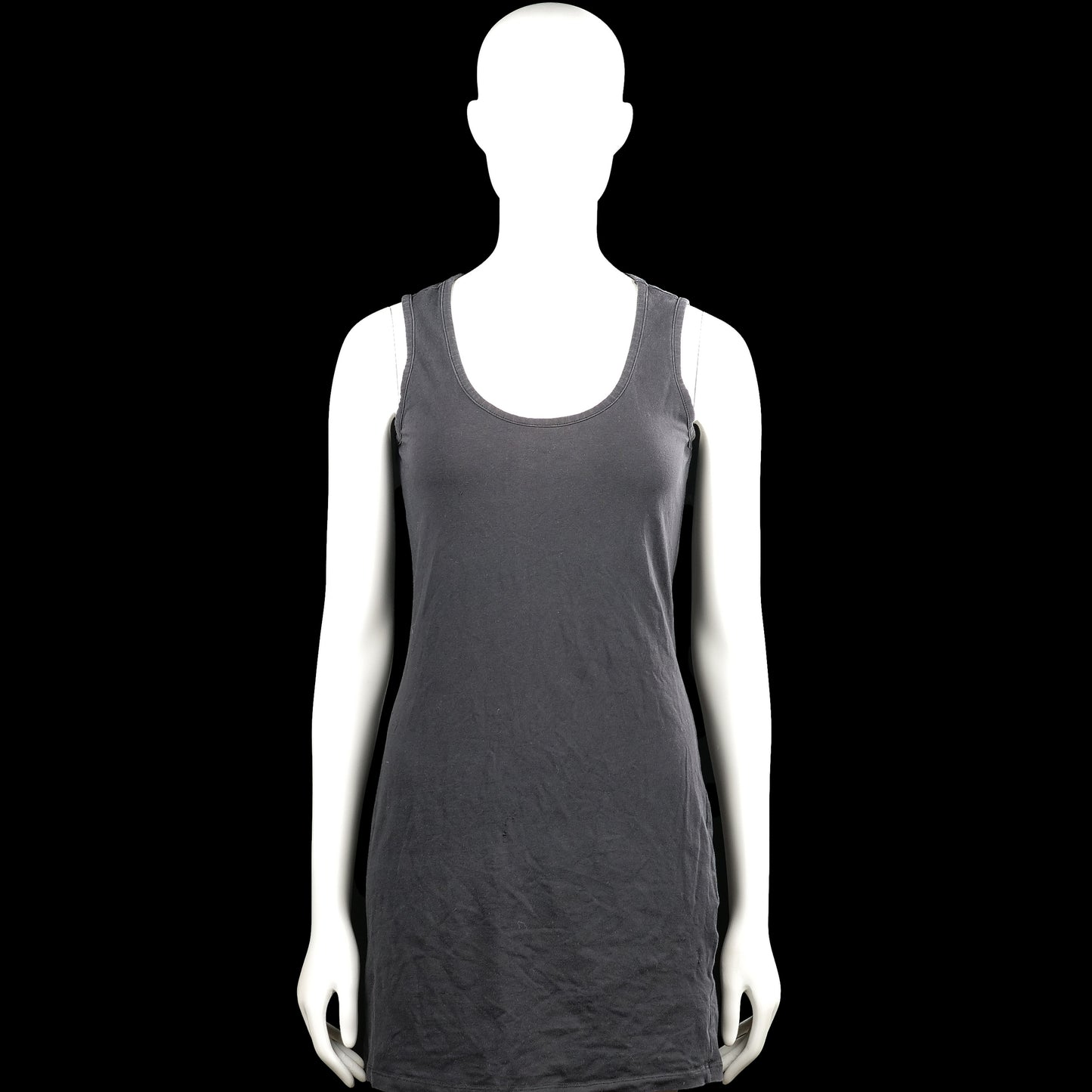 Yest - Tank top - Charcoal - Size M - Charcoal solid sleeveless top with a scoop neckline and wide shoulder straps. Straight hem with plain armhole and neckline edging.
