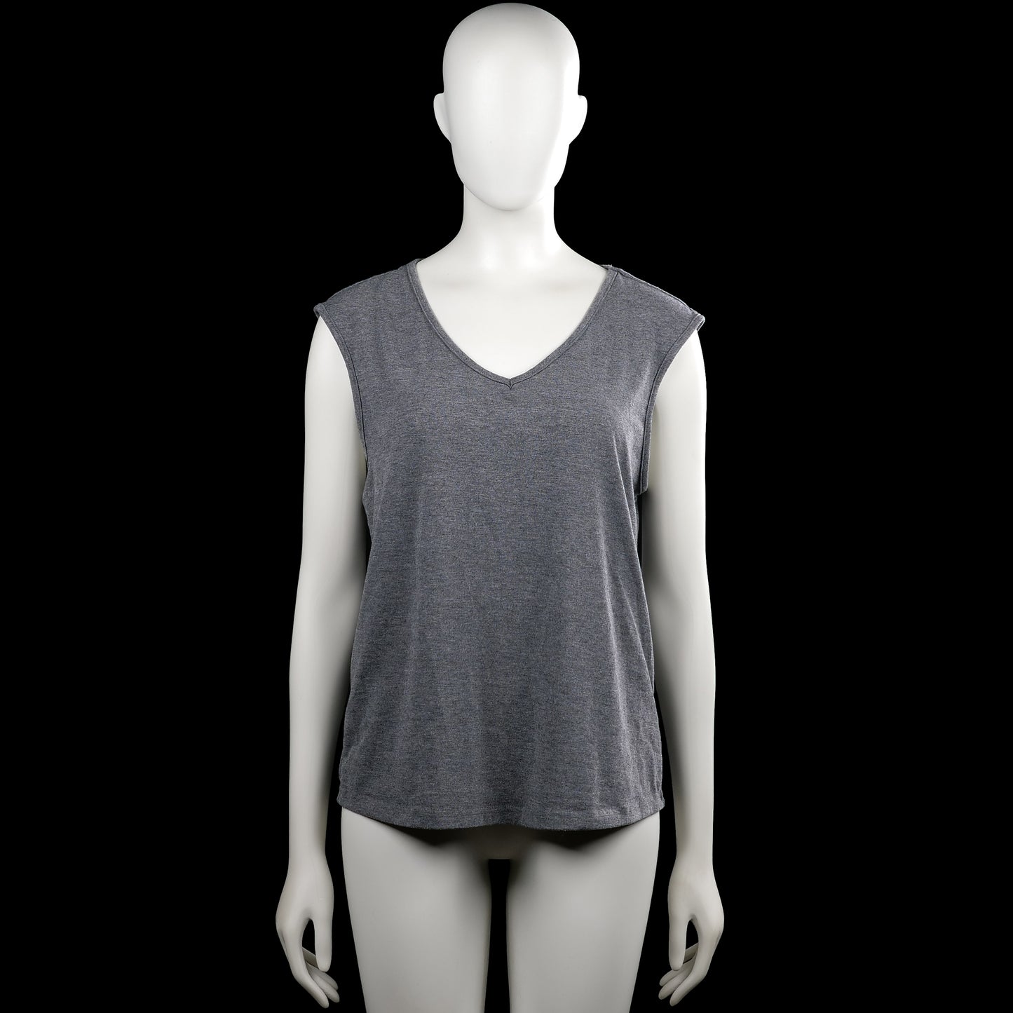 Shein - Tank top - Gray - Size M - Gray solid sleeveless top with a V-neckline and wide armholes. Straight hem with plain sleeve and neckline edges.