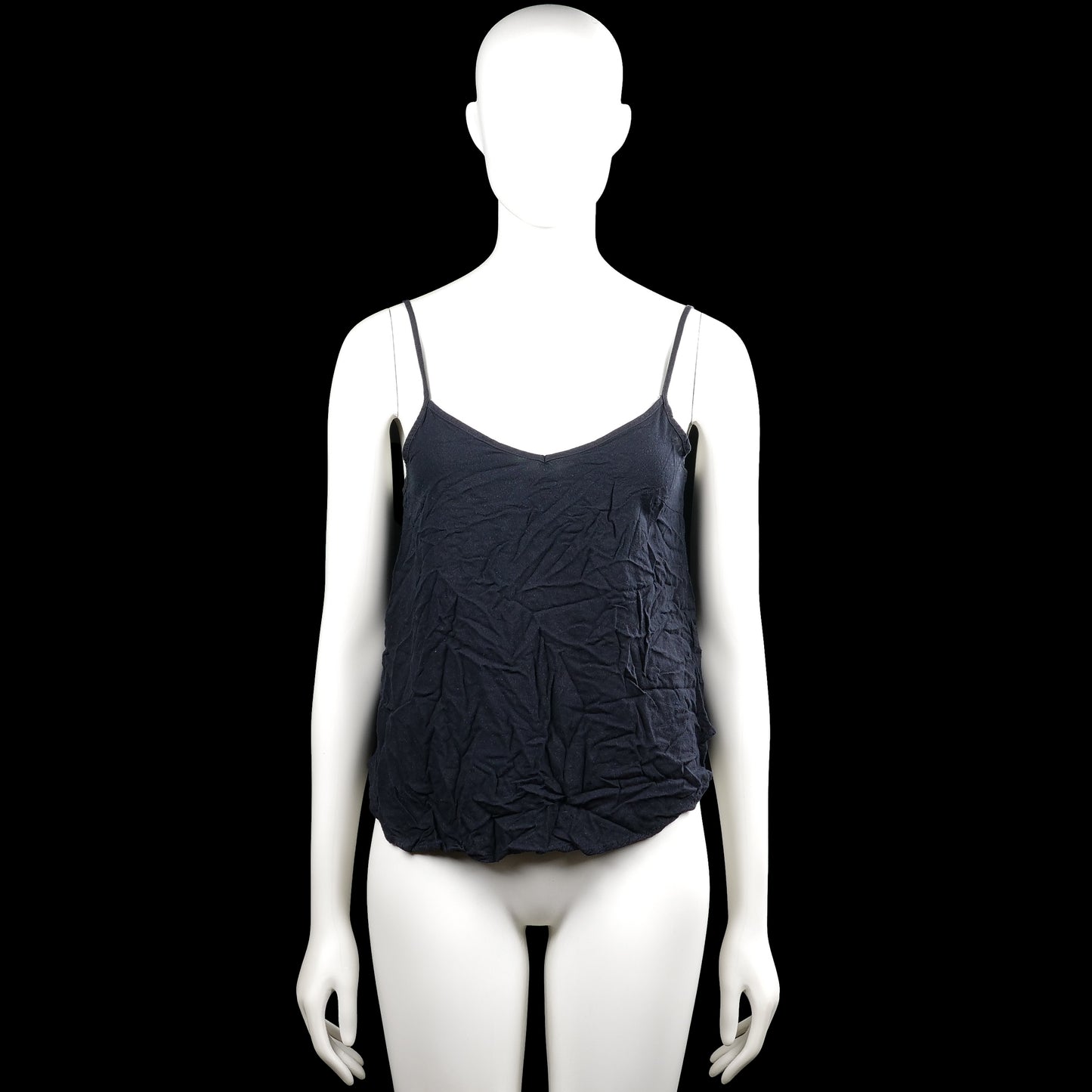 Tank top - Navy - Size S - Navy solid camisole top with thin spaghetti straps and a V-neckline. Straight hem with no visible closures.