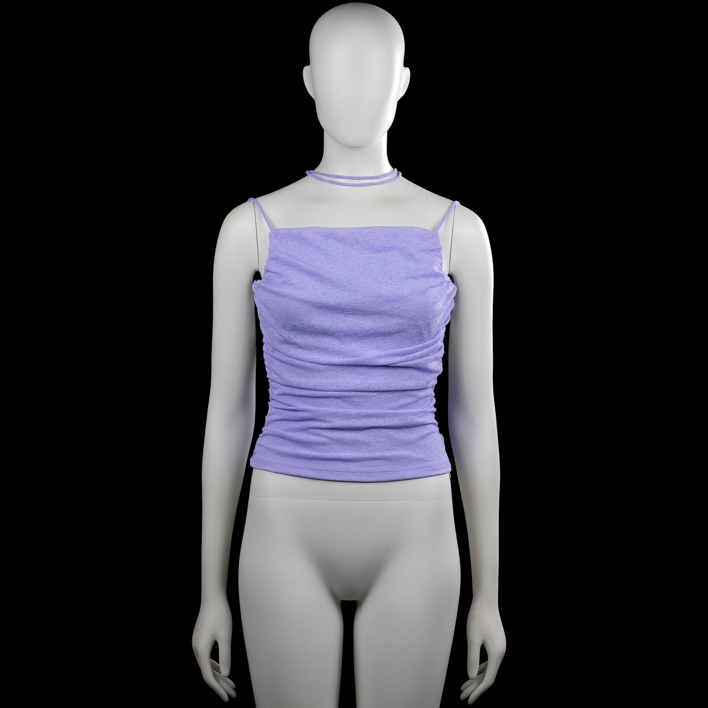 Noisy May - Tank top - Lavender - Size XS - Lavender solid strapless top with thin shoulder straps and an additional tie strap around the neck. Ruched sides with a straight hem.