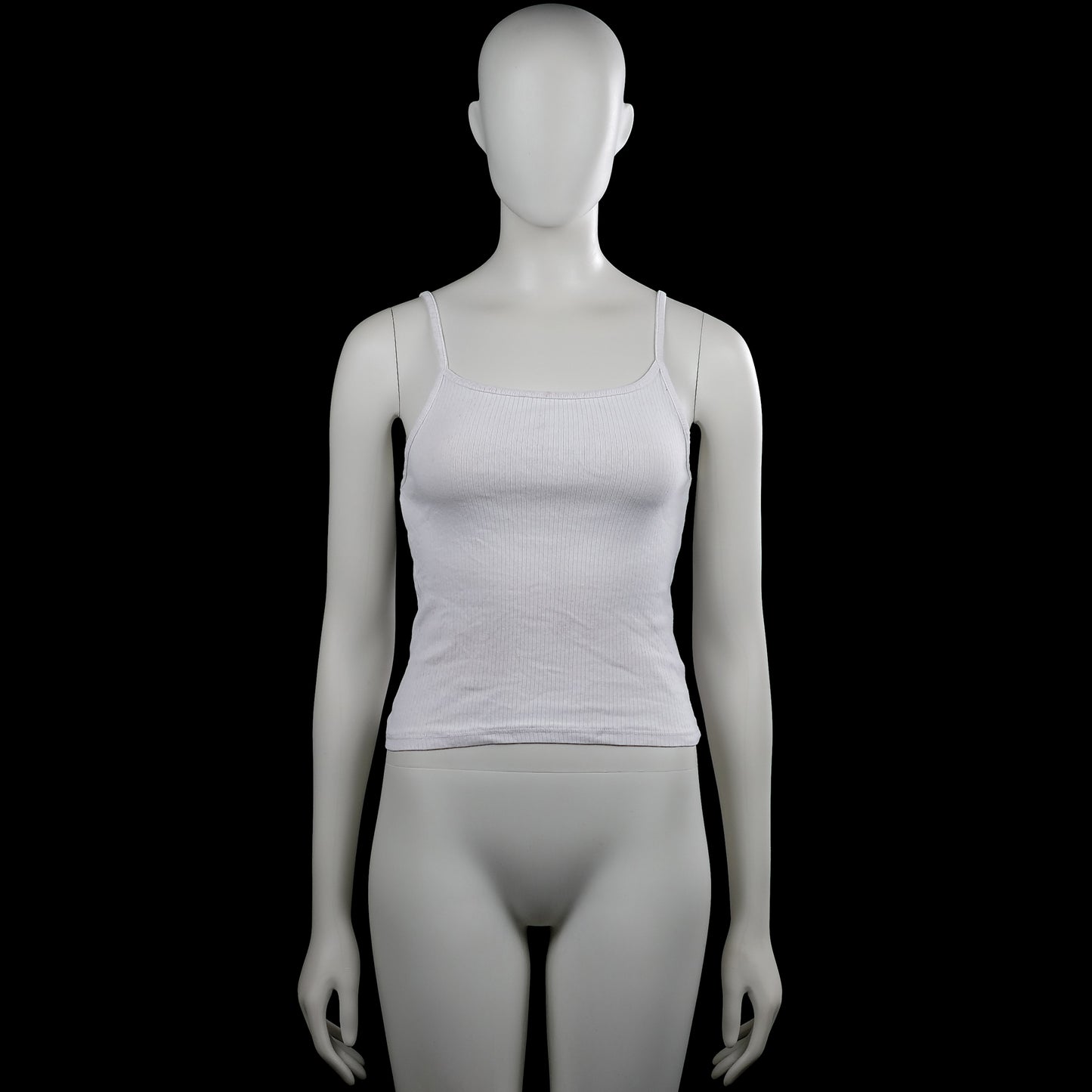 H&M - Tank top - White - Size 146, 152 - White solid ribbed camisole with thin shoulder straps and a squared neckline. Straight hem with plain armholes and neckline trim.