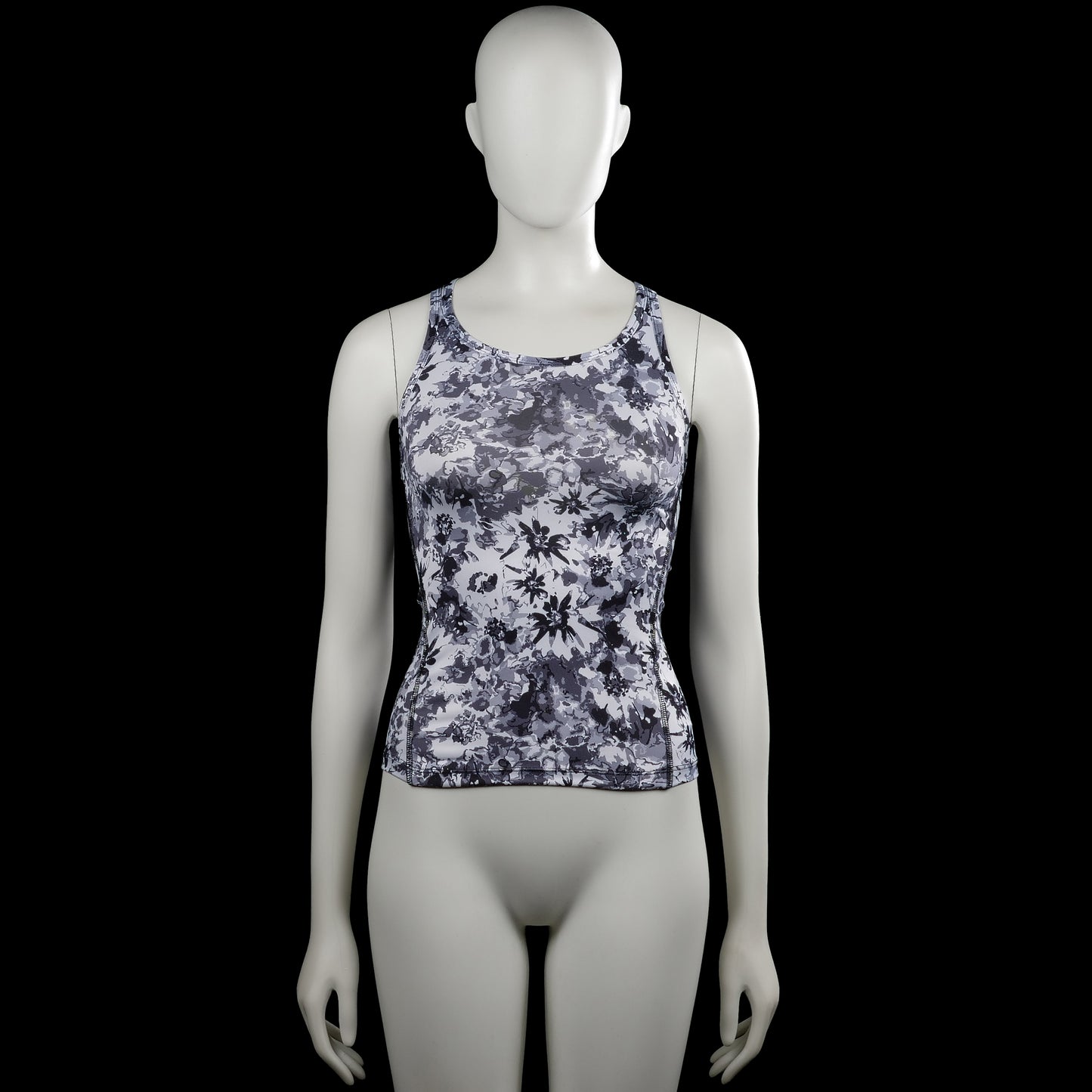 Pxs - Sports top - Gray & Black - Size 134, 140 - Gray and black printed sleeveless top with a round neckline and straight hem. Features thin shoulder straps with crisscross straps at the back.