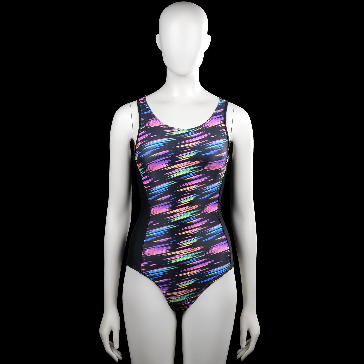 H&M - Bodysuit - Multicolored - Size 158, 164 - Multicolored printed one-piece with a scoop neckline and sleeveless shoulder straps. Features black side panels, a racerback cut, and a large back cutout.