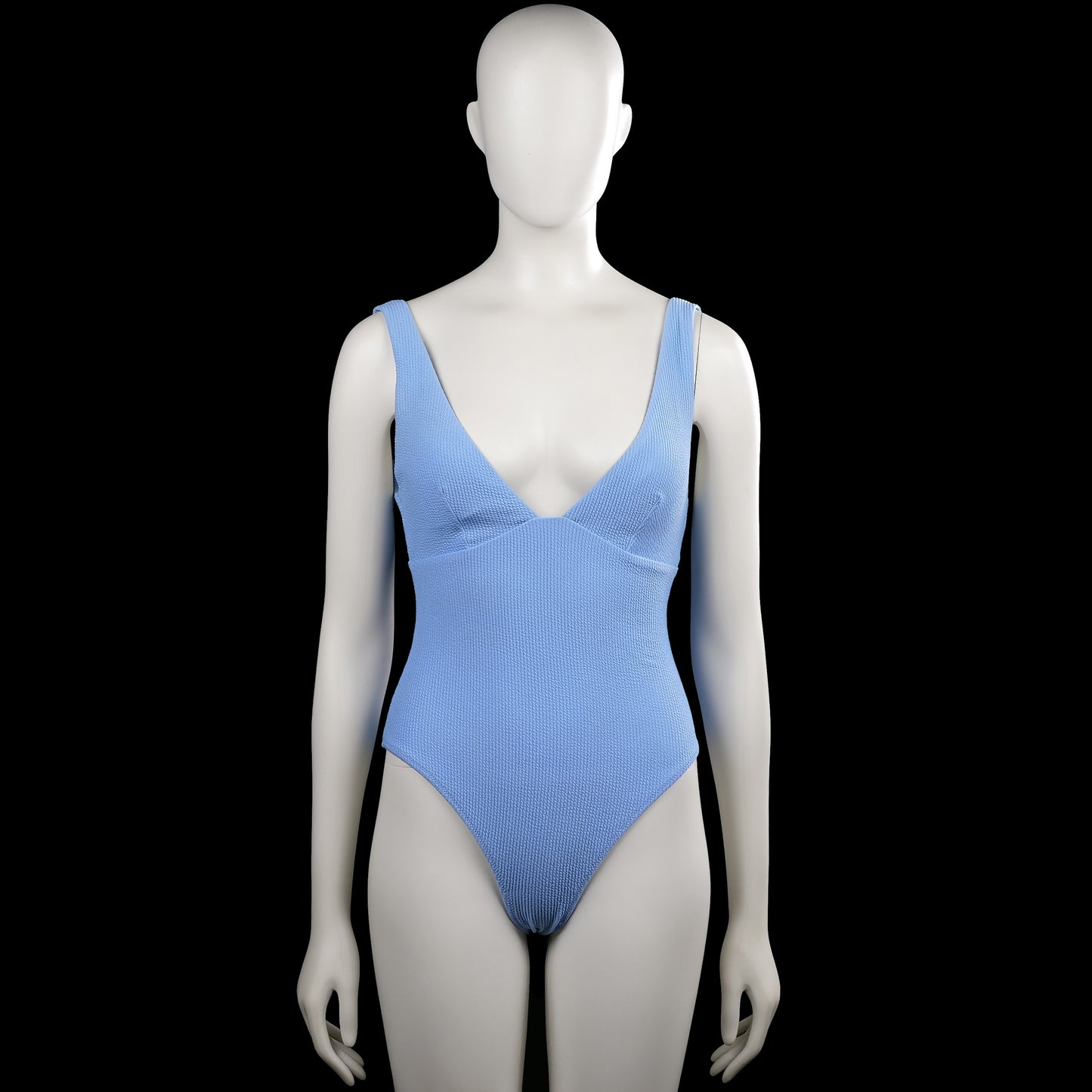 H&M - Bodysuit - Sky Blue - Size 36 - Sky blue solid sleeveless bodysuit with a V-neckline and wide shoulder straps. Straight hem with no visible closures.