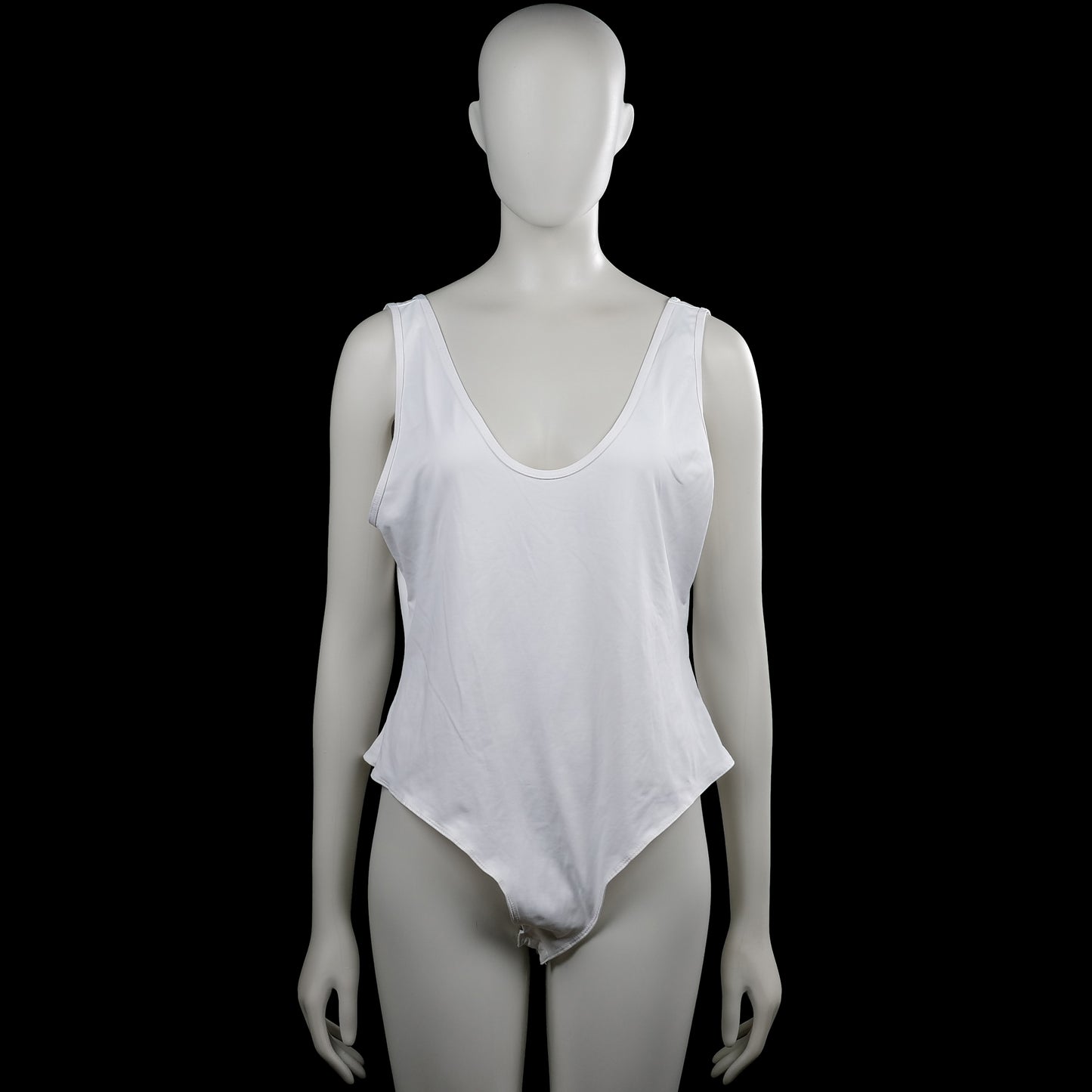 H&M - Bodysuit - White - Size XL - White solid sleeveless top with a scoop neckline and wide shoulder straps. Features an asymmetrical hem with a pointed front and a lower back.