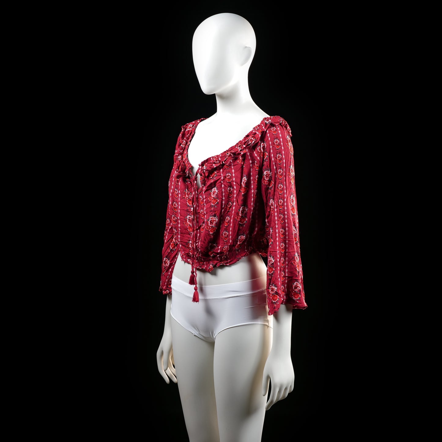 Blouse - Burgundy & White - Size 44
