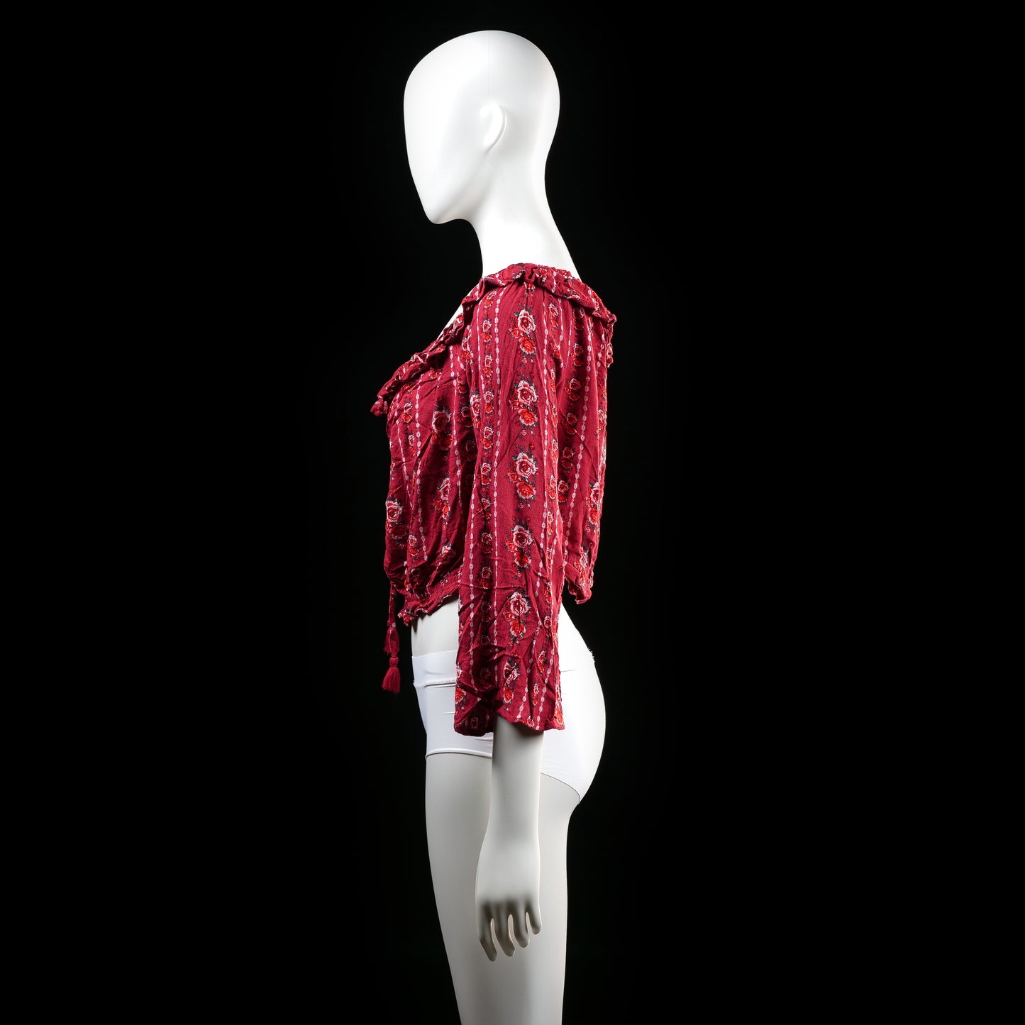 Blouse - Burgundy & White - Size 44