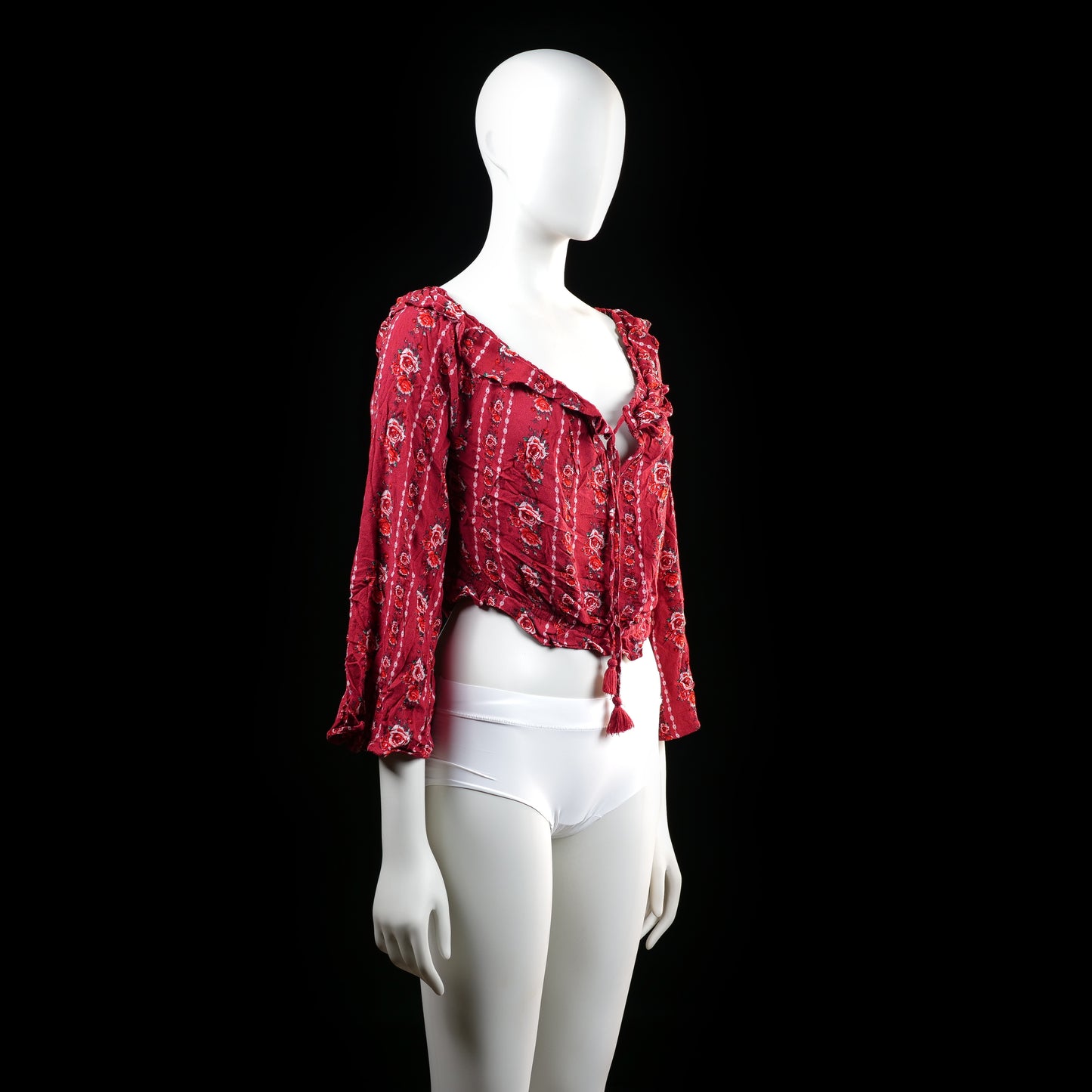 Blouse - Burgundy & White - Size 44
