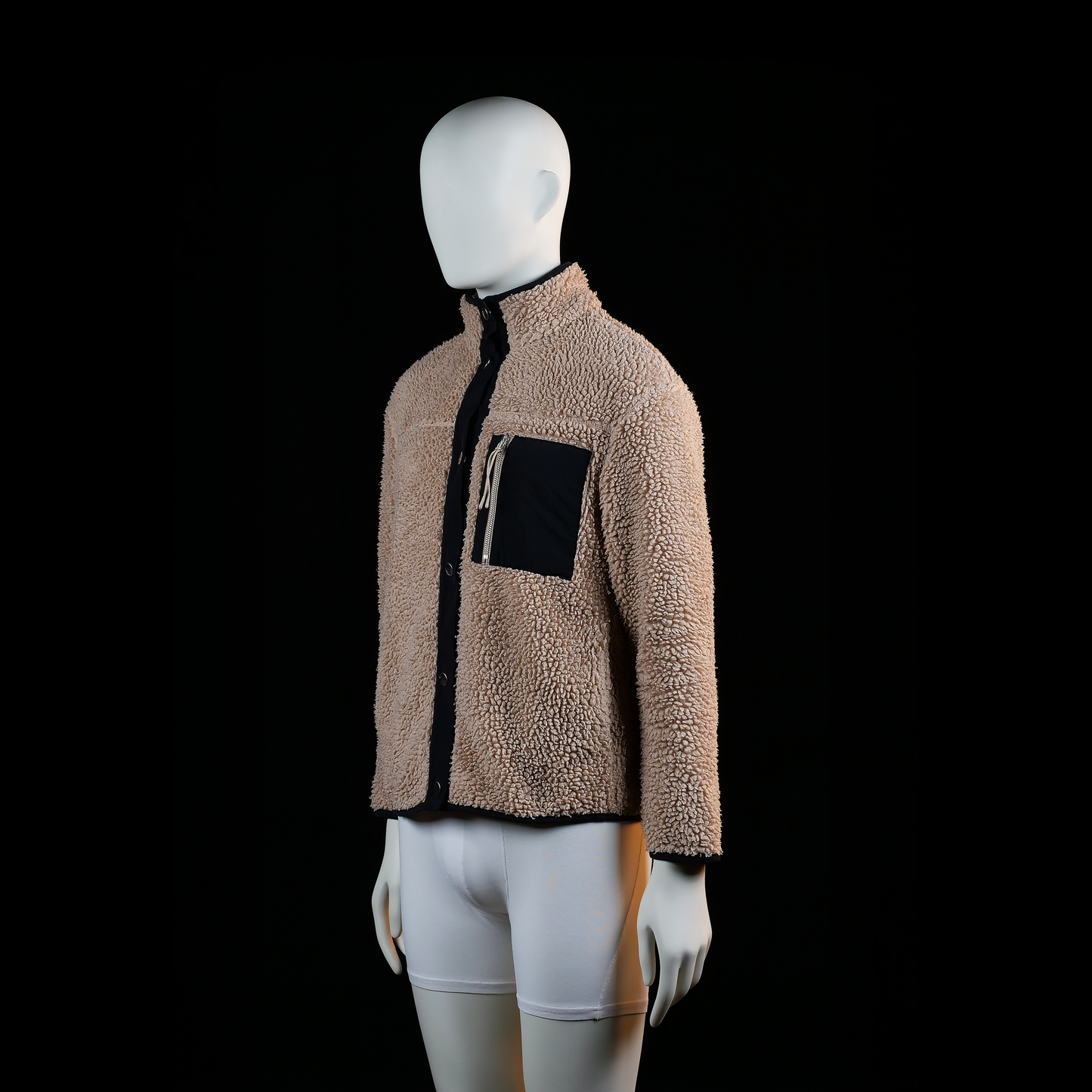 Fleece jacket - Camel & Black - Size S