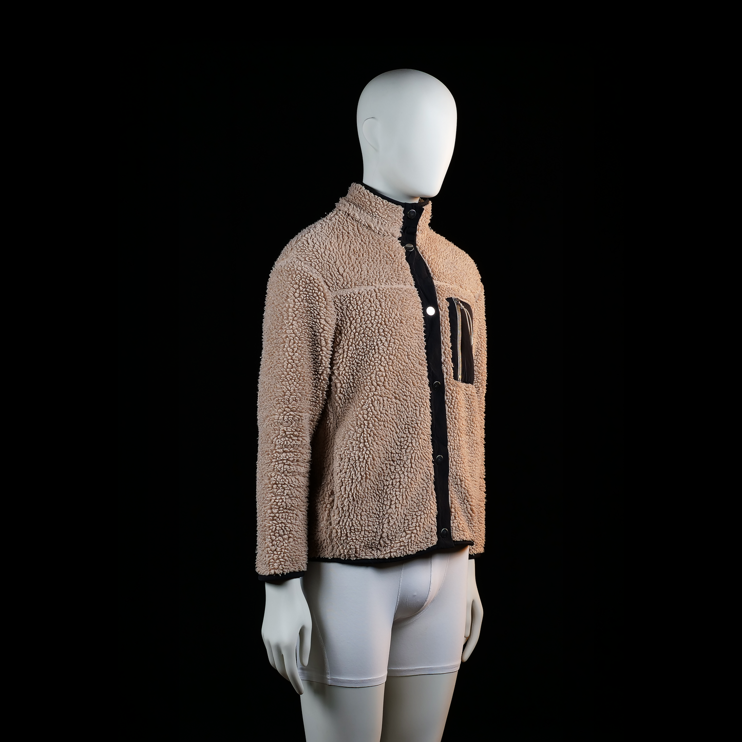 Fleece jacket - Camel & Black - Size S