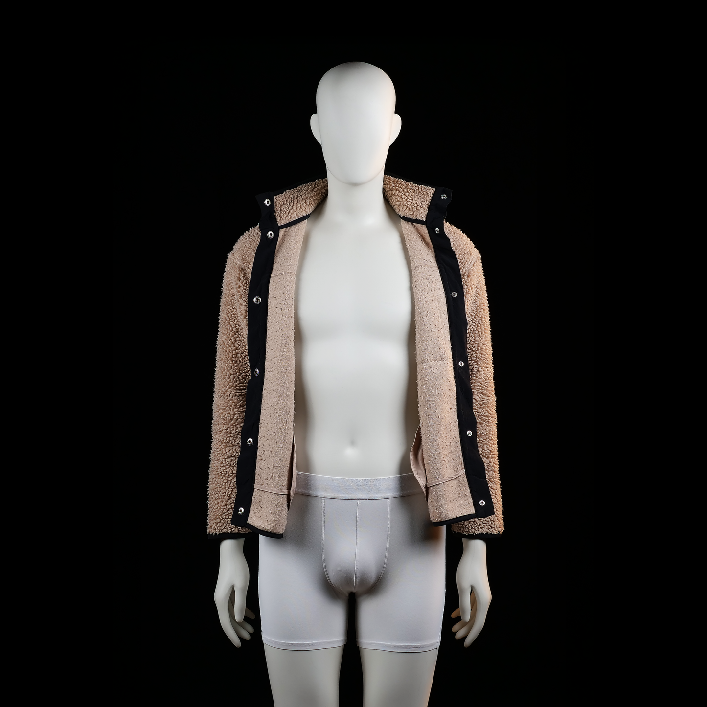 Fleece jacket - Camel & Black - Size S