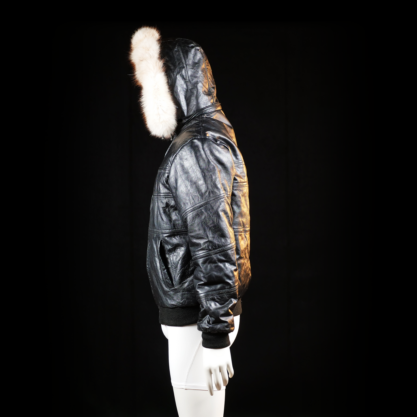 Leather jacket - Black & Ivory - Size M